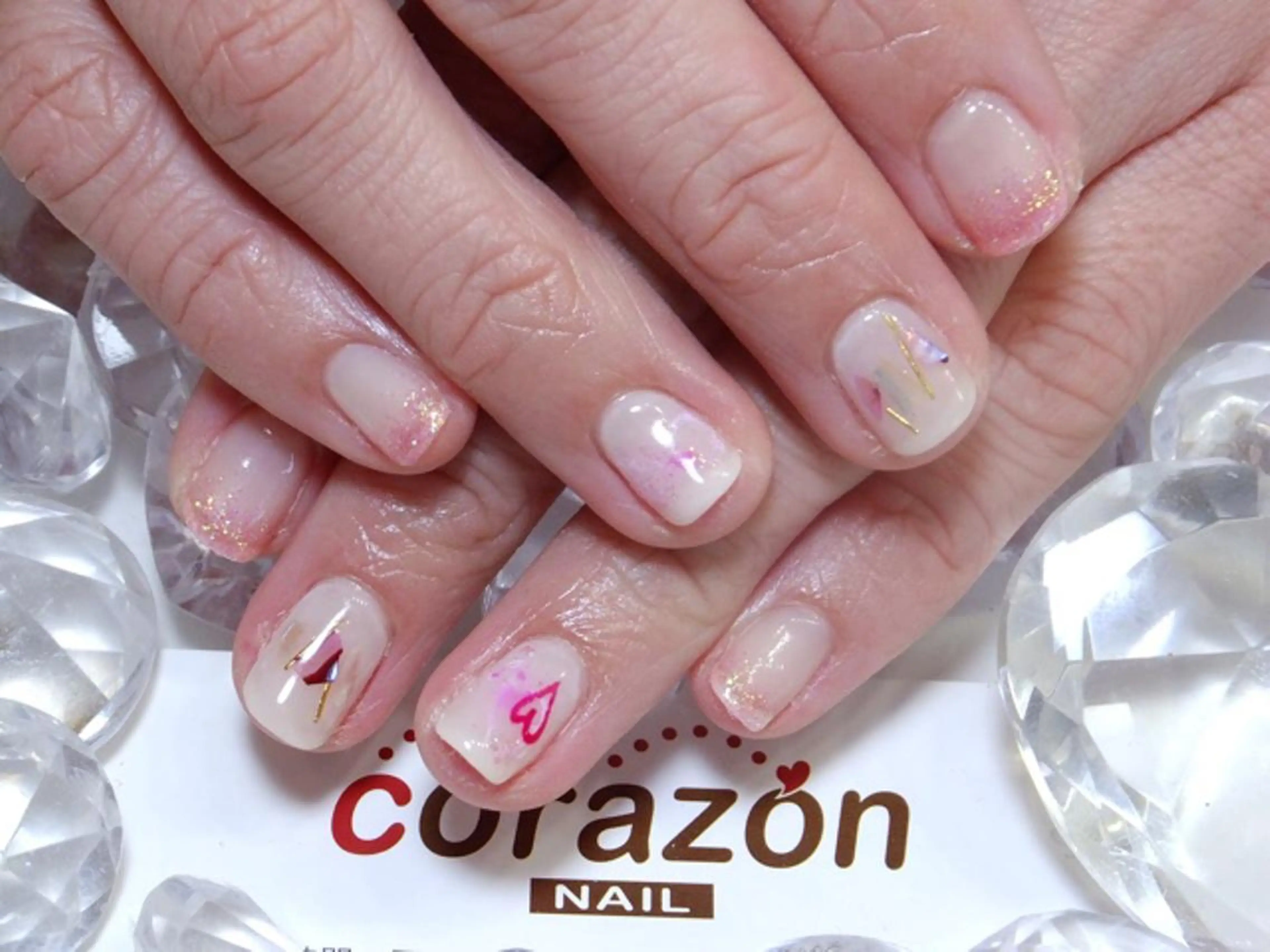 ネイル アートネイル ジェルネイル ピンク corazon所属・ネイリスト aicoのネイルデザイン