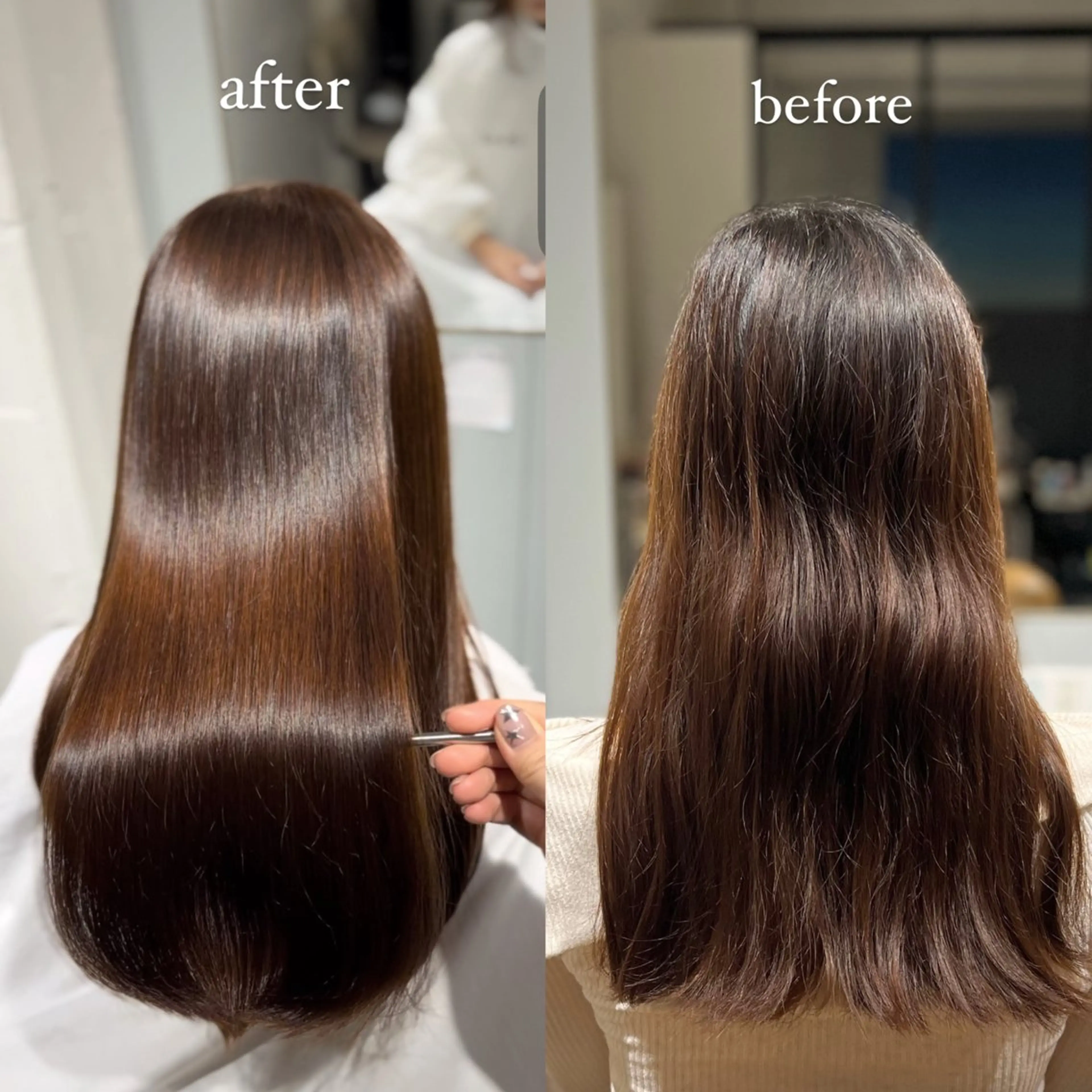 カラー ヘアカラー 縮毛矯正 トリートメント 縮毛矯正／レイヤー／ 髪質改善／海月のヘアスタイル