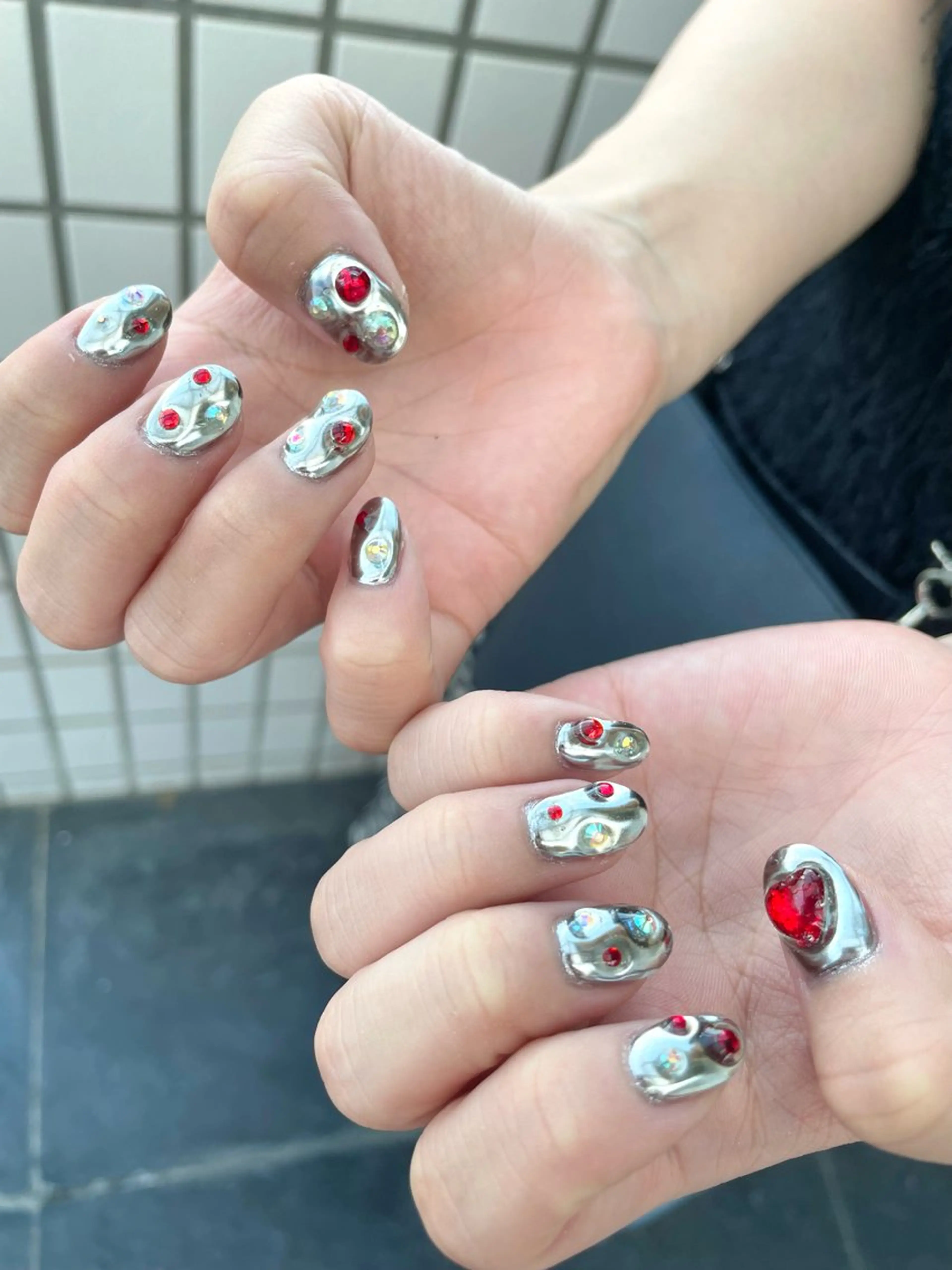 ネイル ミラーネイル ハンドネイル Nail ヌシん家 AKANEのネイルデザイン