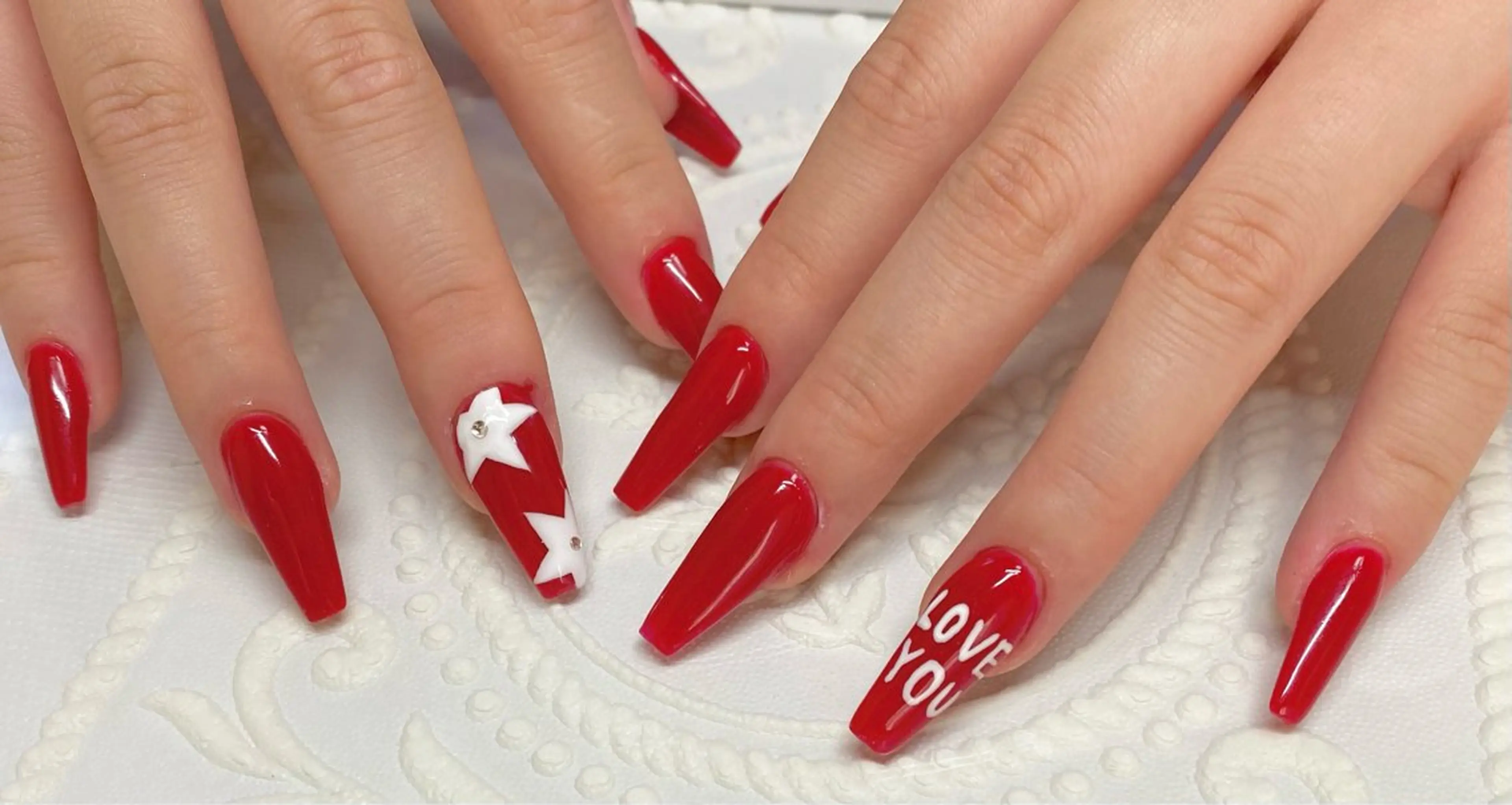 ネイル 赤色 ホワイト ハンドネイル lune nail_2017のその他イメージ