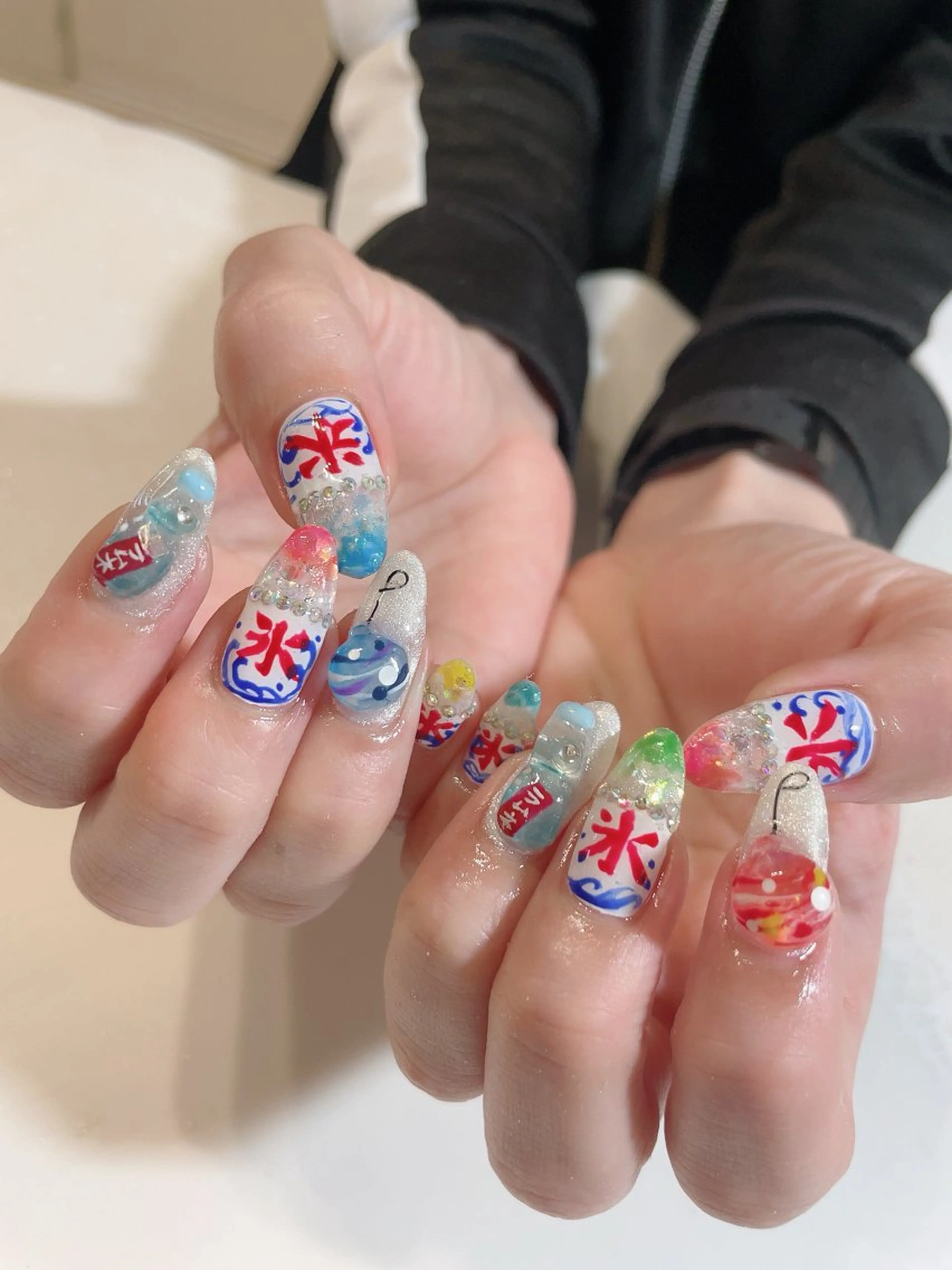ネイル 氷ネイル・うるうるネイル ヨーヨーネイル ハンドネイル * haruのネイルデザイン