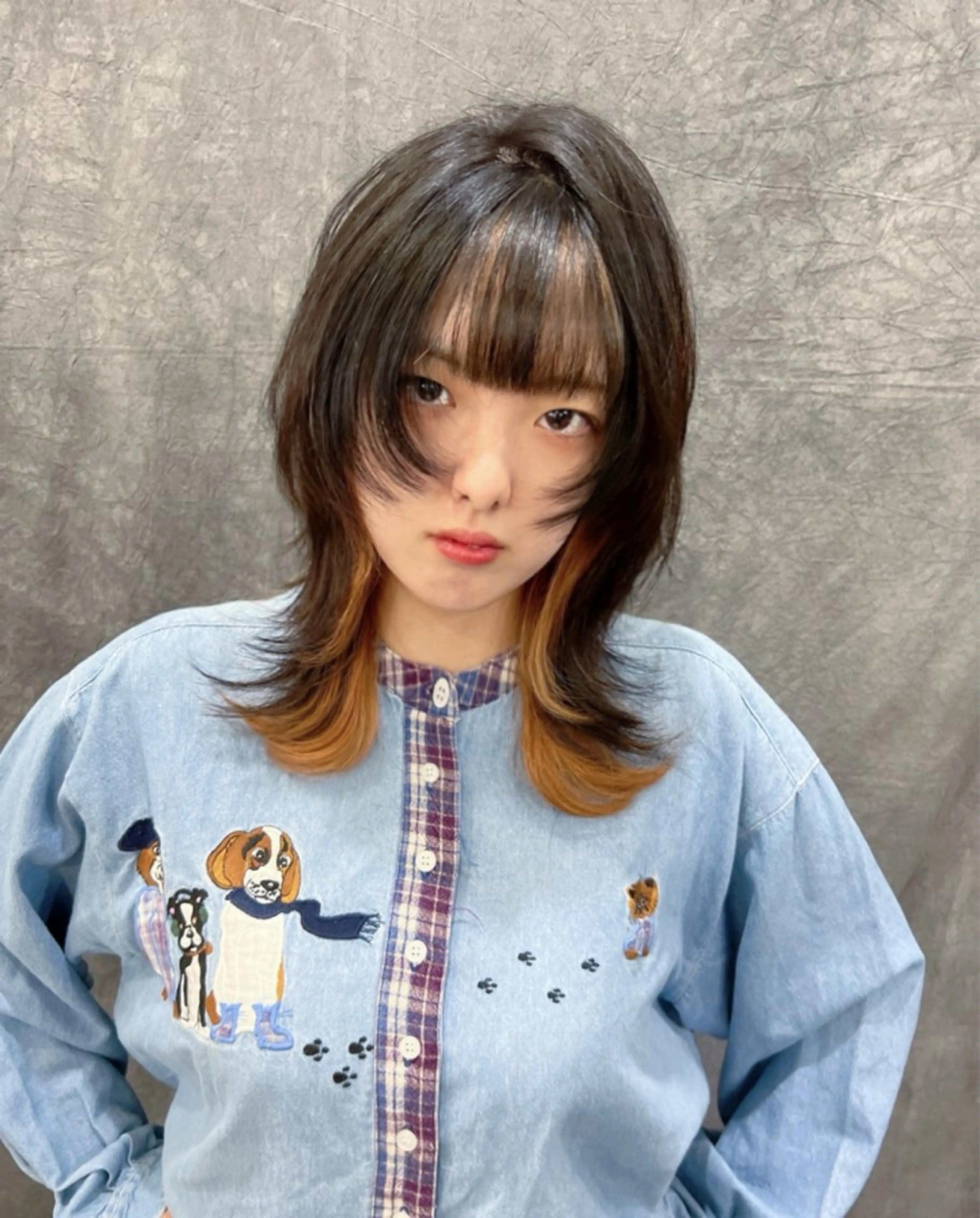 ロング カット トリートメント ブリーチ/ウルフ ハッシュカット/石山のヘアスタイル