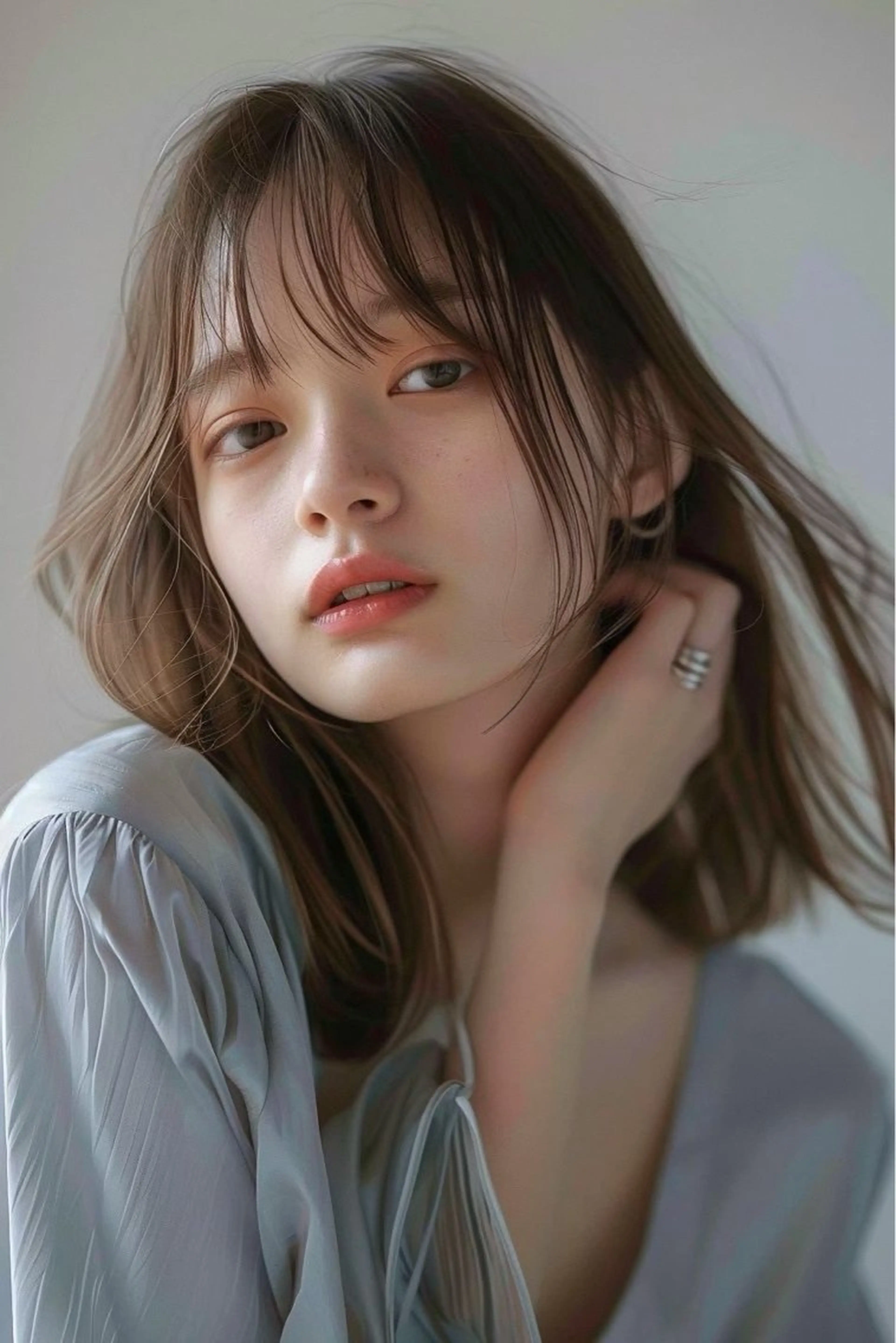 ミディアム カット ヘアカラー トリートメント 最新ケアカラー 髪質改善YUTOのヘアスタイル