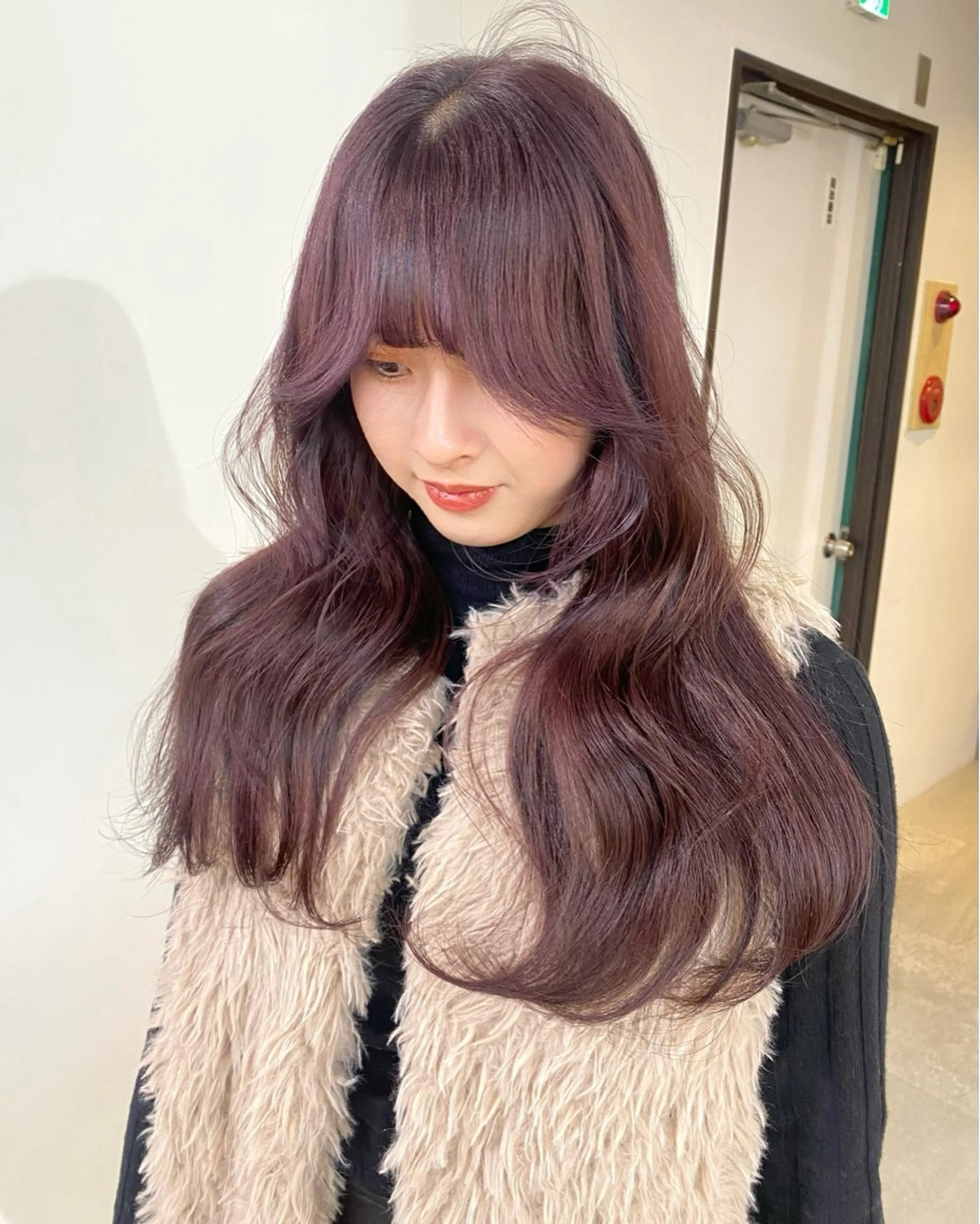 カラー 黒髪 ブリーチ ダブルカラー ラベンダーカラー ブリーチなしカラー ヘアカラー mizuki/ピンク ベージュ.レイヤーのヘアスタイル