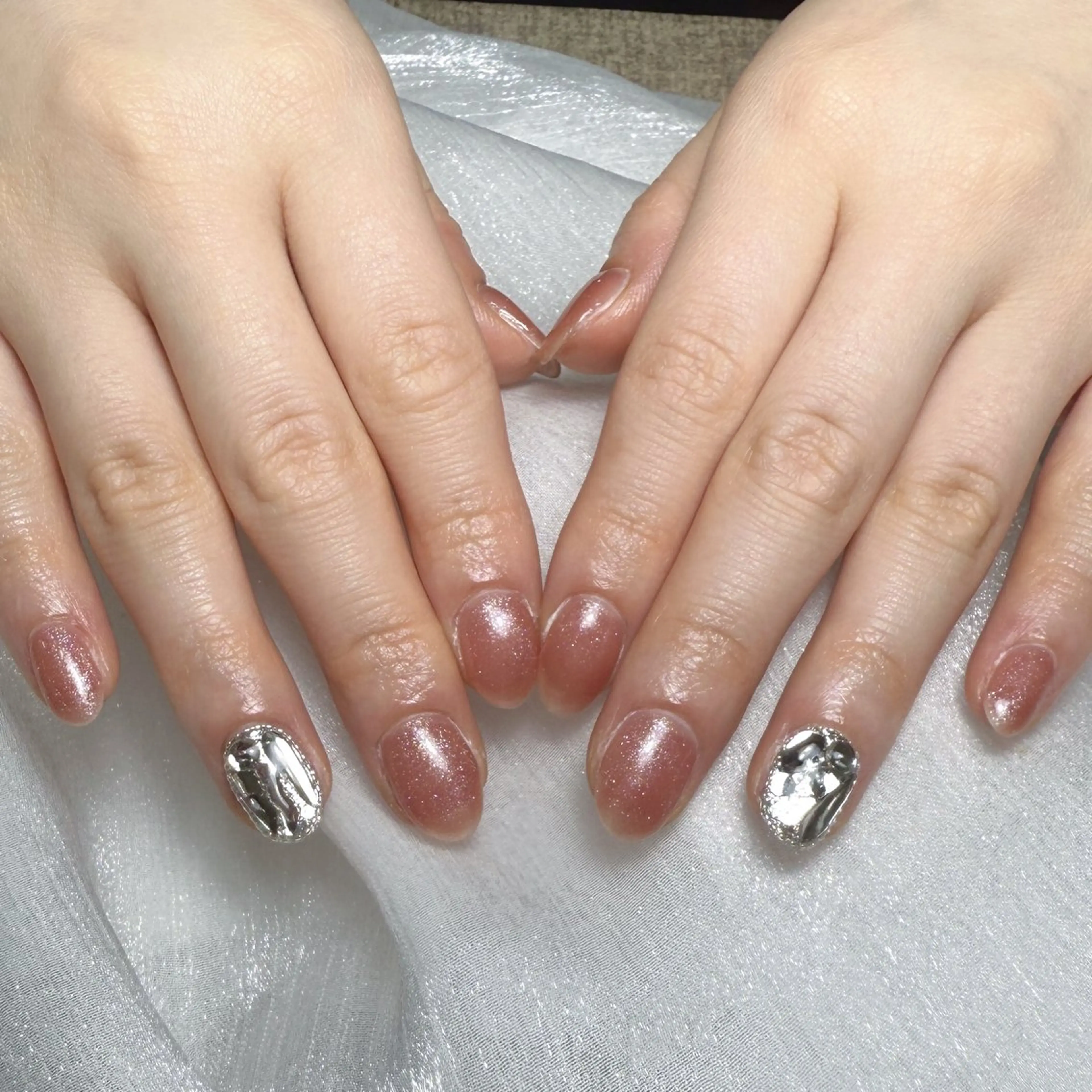 メンズ ネイル メンズ韓国風 アートネイル オーロラネイル ガーリー キラキラネイル ハンドネイル Nail salon 木にいるのネイルデザイン