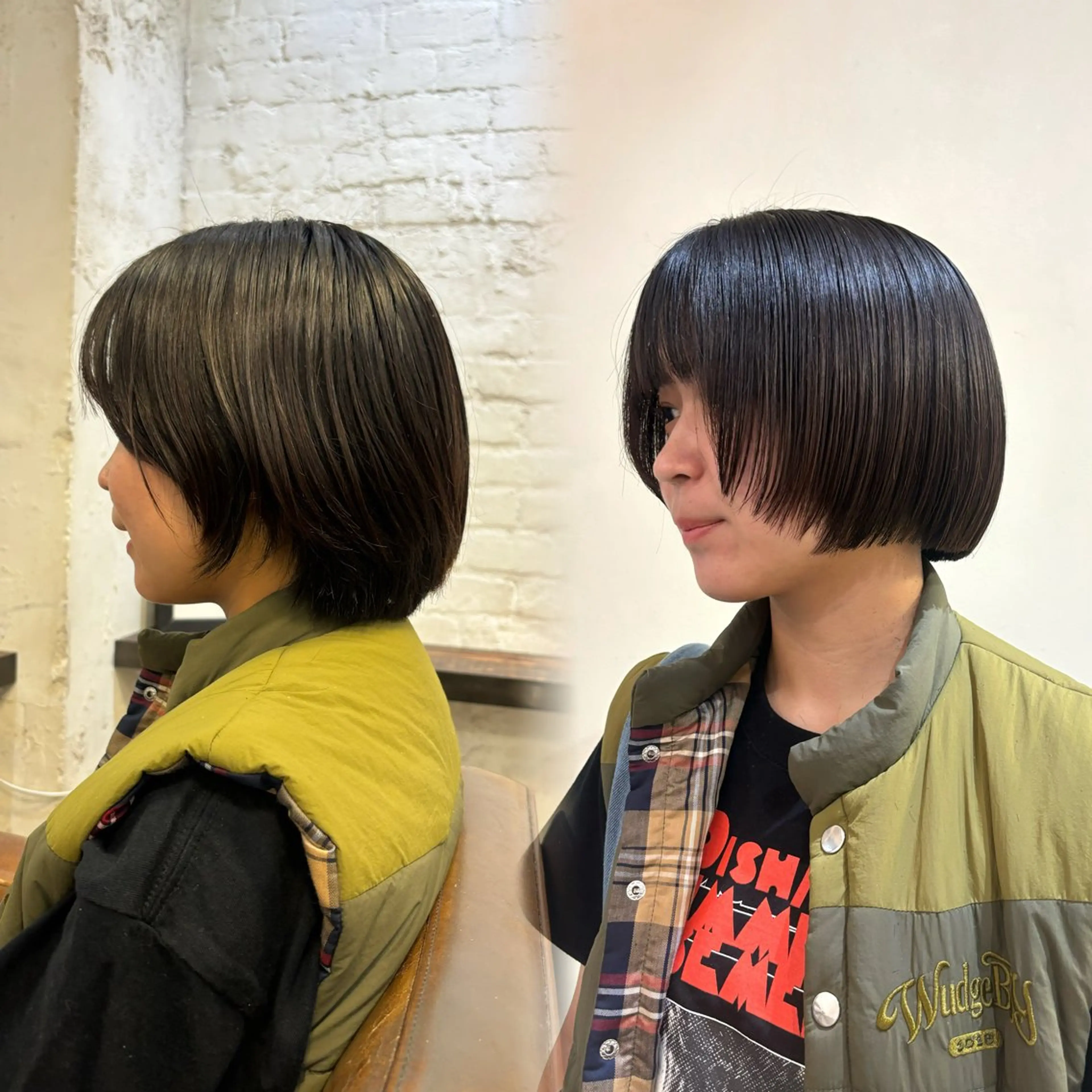 ショート カラー ボブ 伸ばしかけ レイヤーカット ショートヘア 小顔カット MINX【青山店】所属・asuka/似合わせ /レイヤー/暖色のヘアスタイル