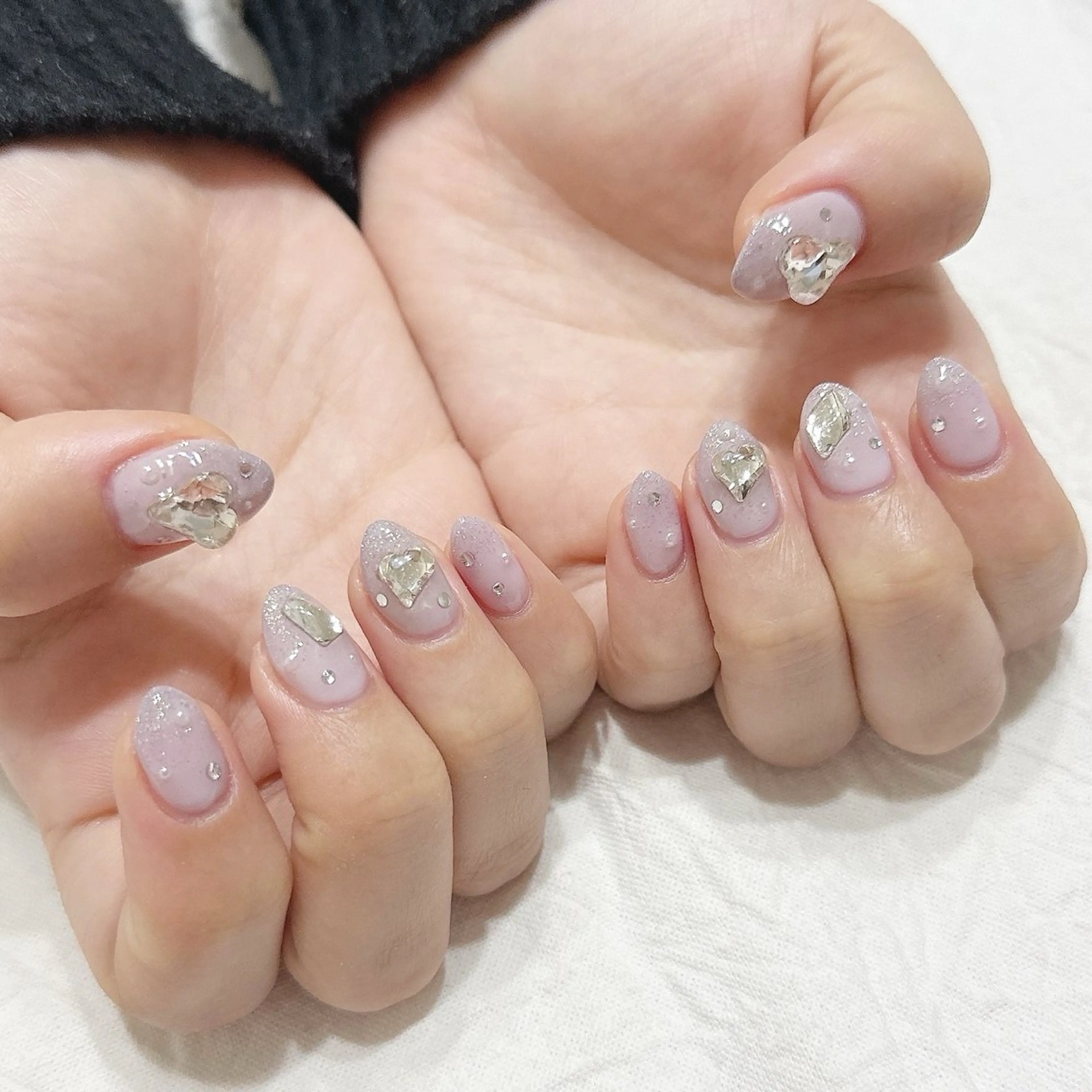 ネイル ハート シルバー ハンドネイル peaberry nailのネイルデザイン