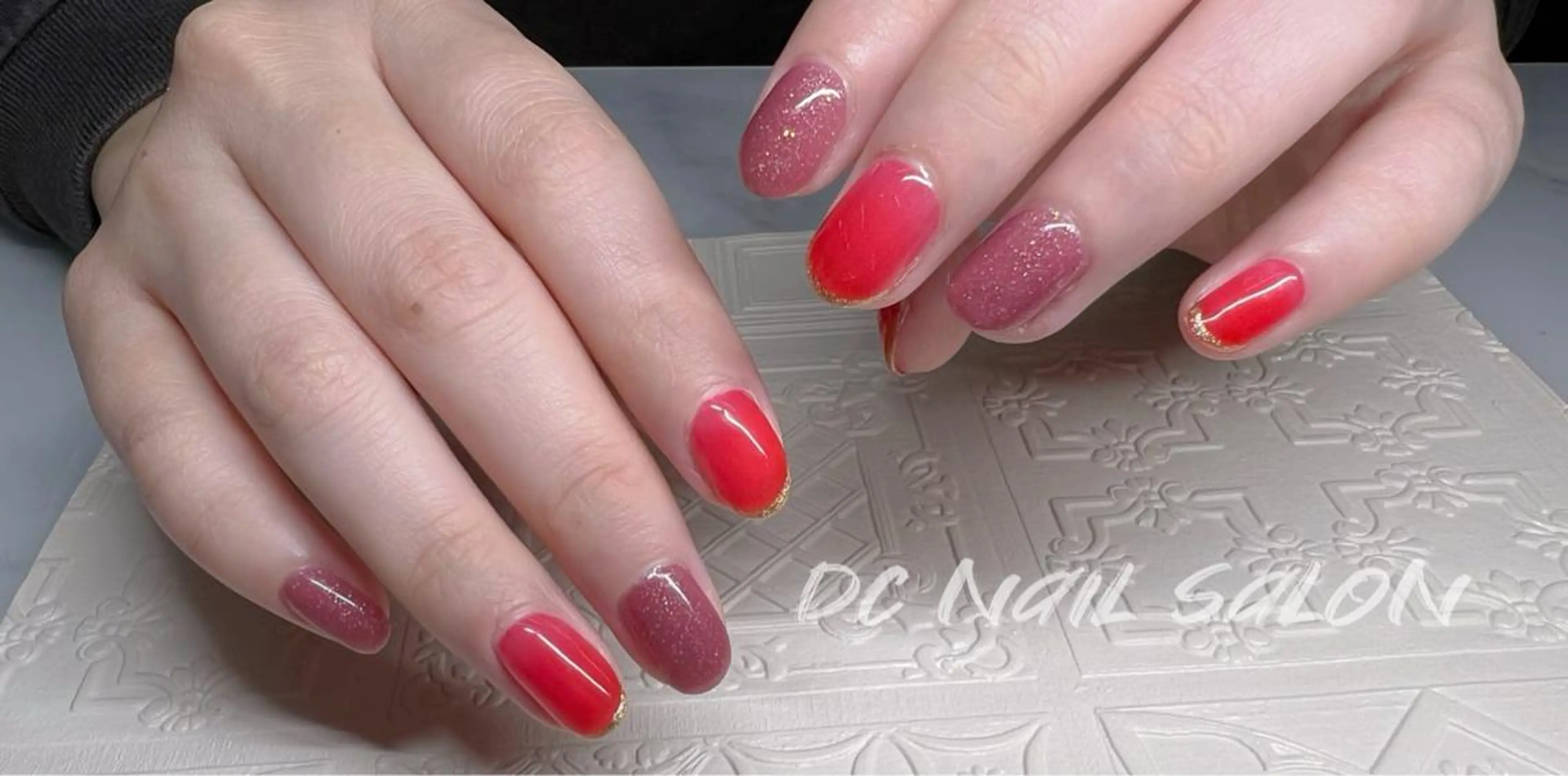 ネイル アートネイル ジェルネイル ニュアンスネイル バレンタイン 冬ネイル DC nail salonのネイルデザイン