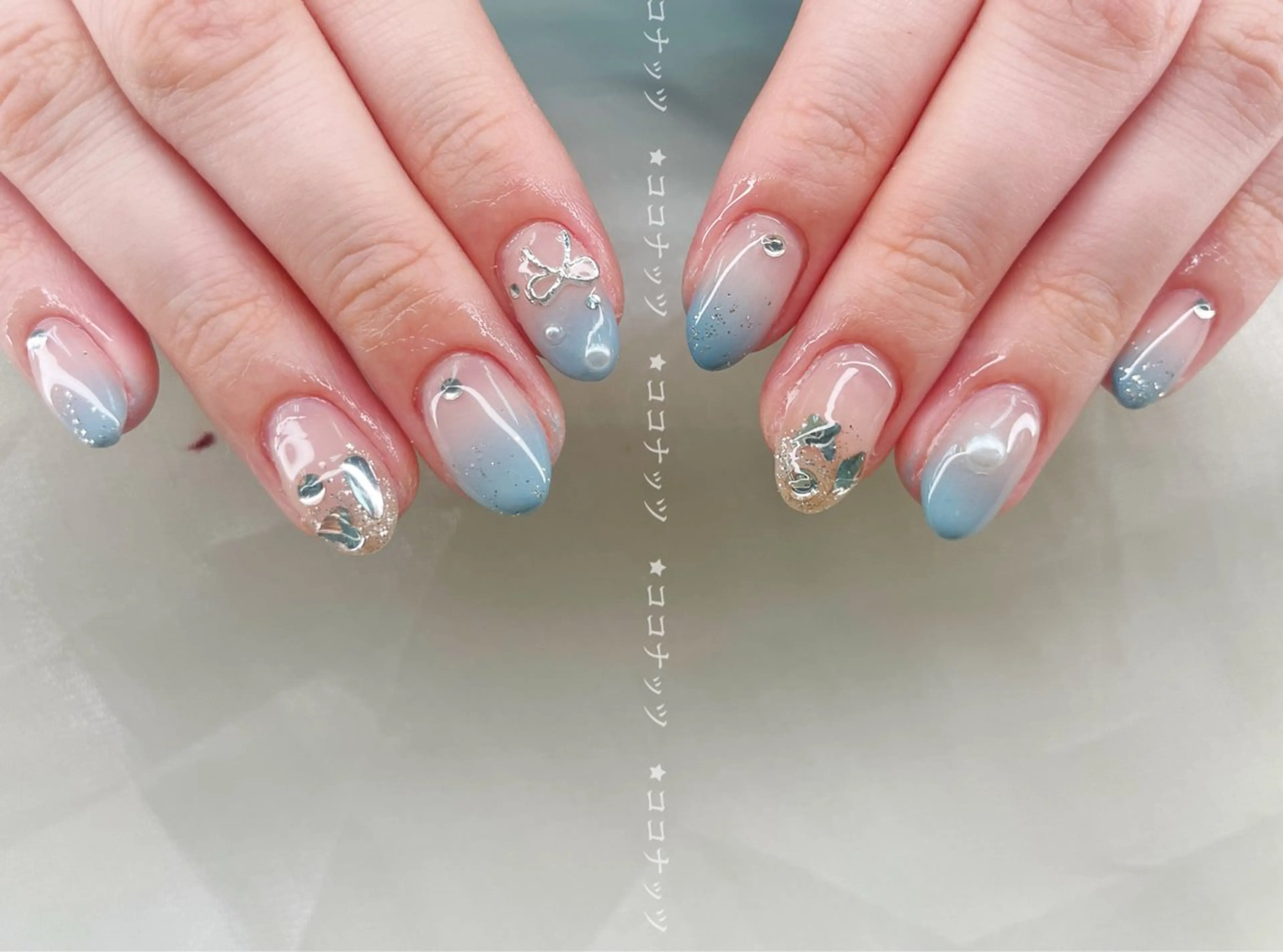 ネイル べっ甲ネイル フレンチネイル キラキラネイル マグネットネイル 大理石ネイル(マーブル) ハンドネイル 神田 ココナッツのネイルデザイン