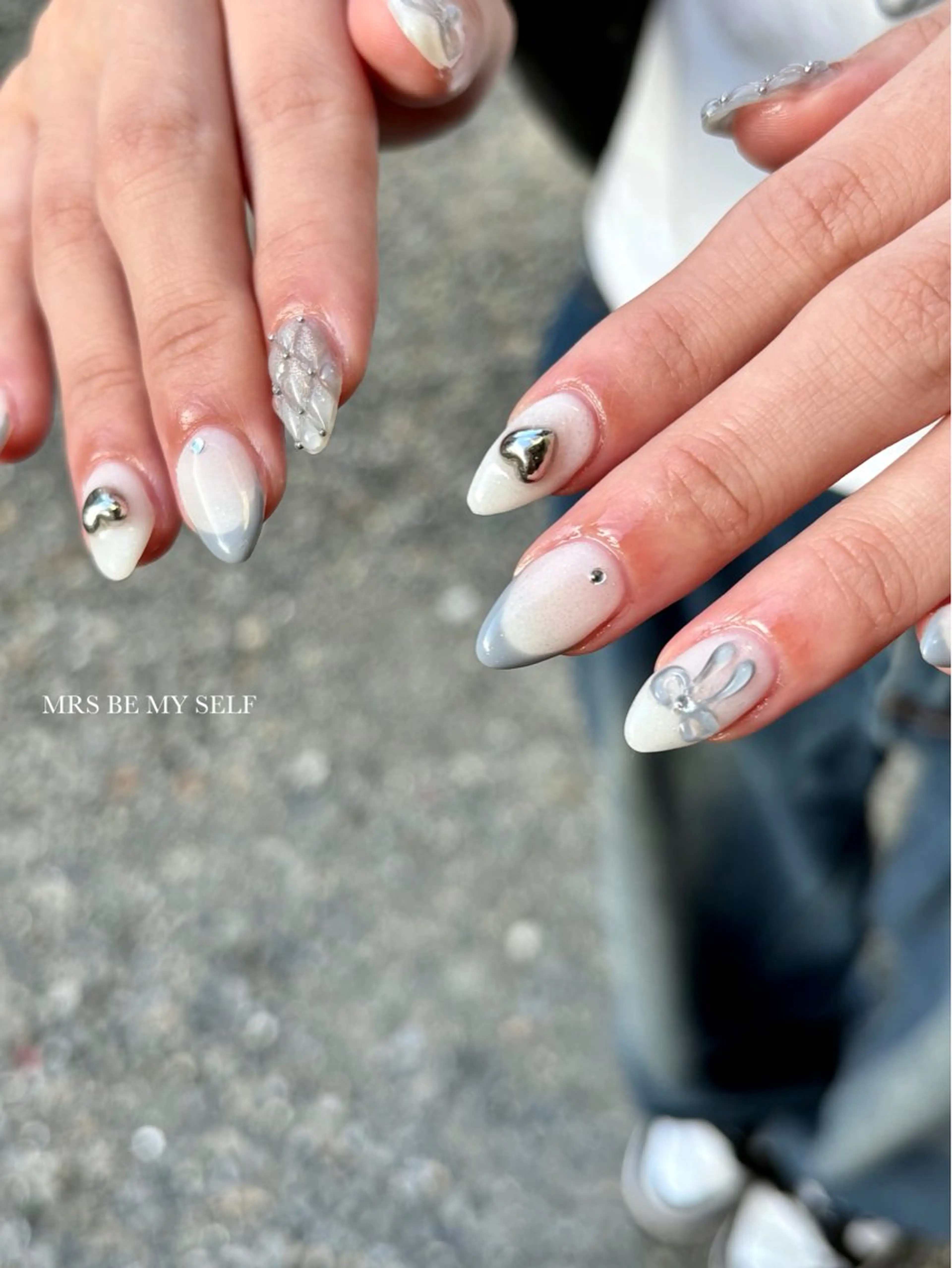 ネイル ぷっくりネイル リボン ハンドネイル MRS/ miyu🎀のネイルデザイン