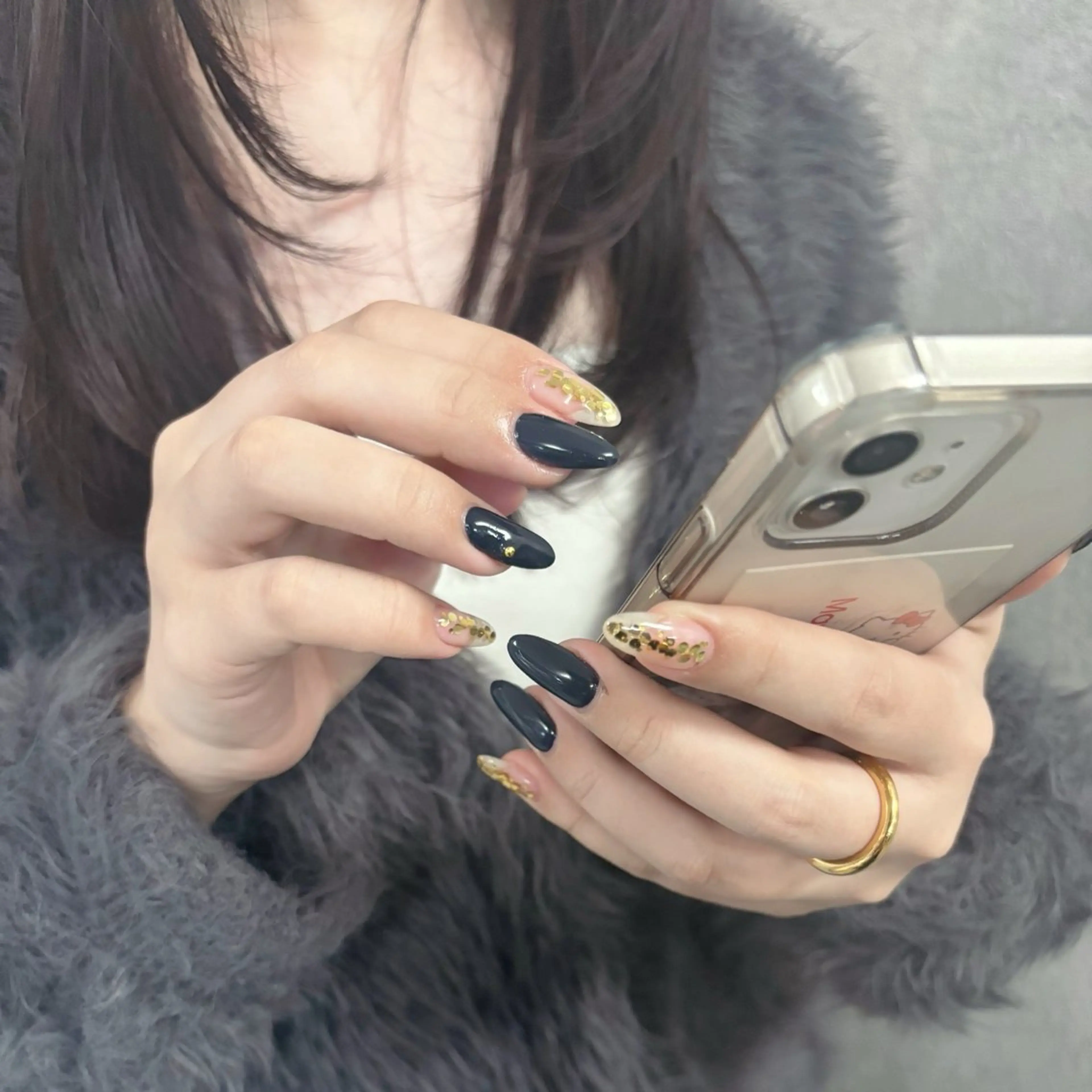 ネイル ネイビー シンプルネイル ハンドネイル peTiT minamiのネイルデザイン