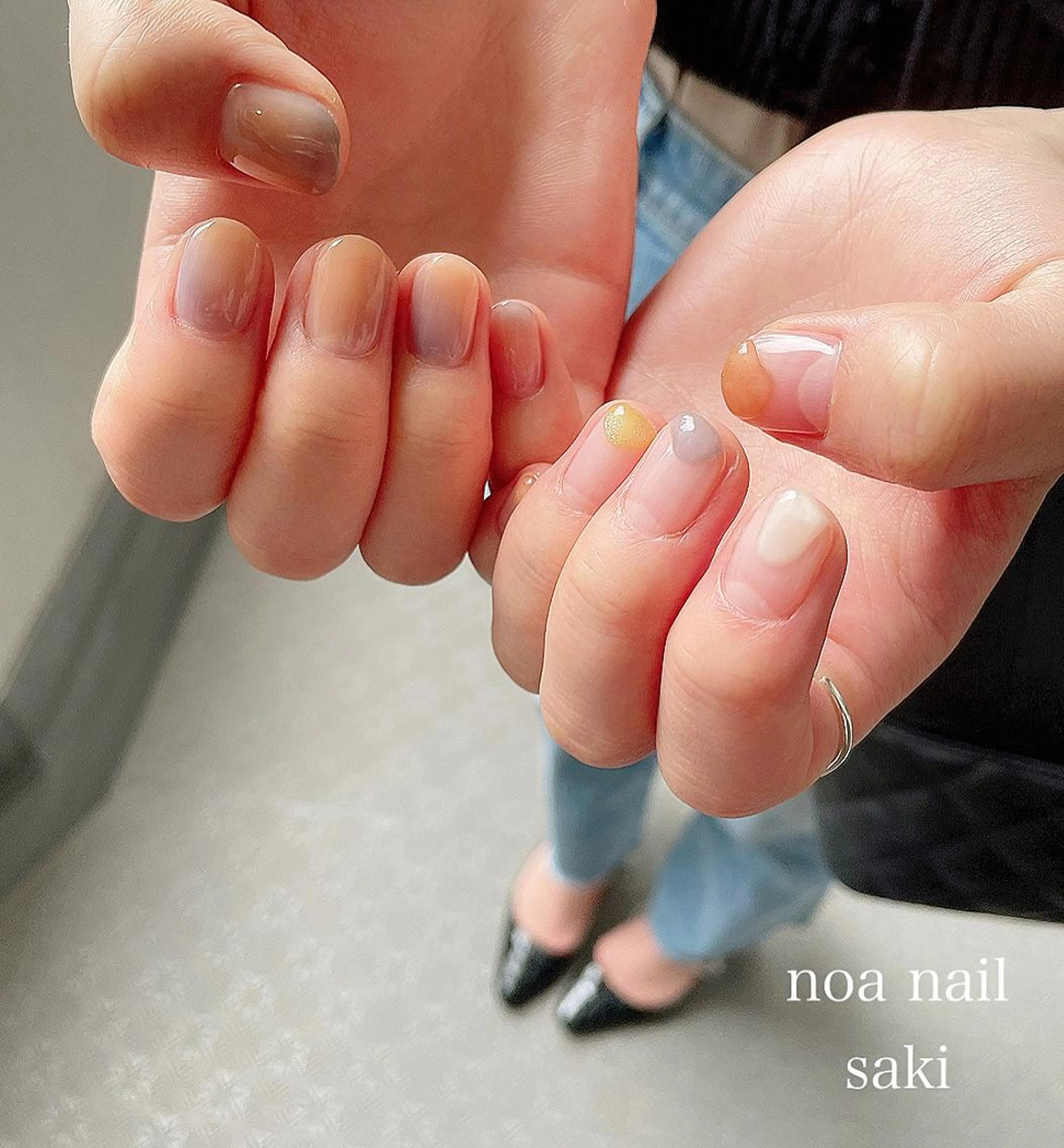 ネイル アートネイル オーロラネイル ジェルネイル 氷ネイル・うるうるネイル ミラーネイル nailsalon noa所属・nailist sakiのネイルデザイン