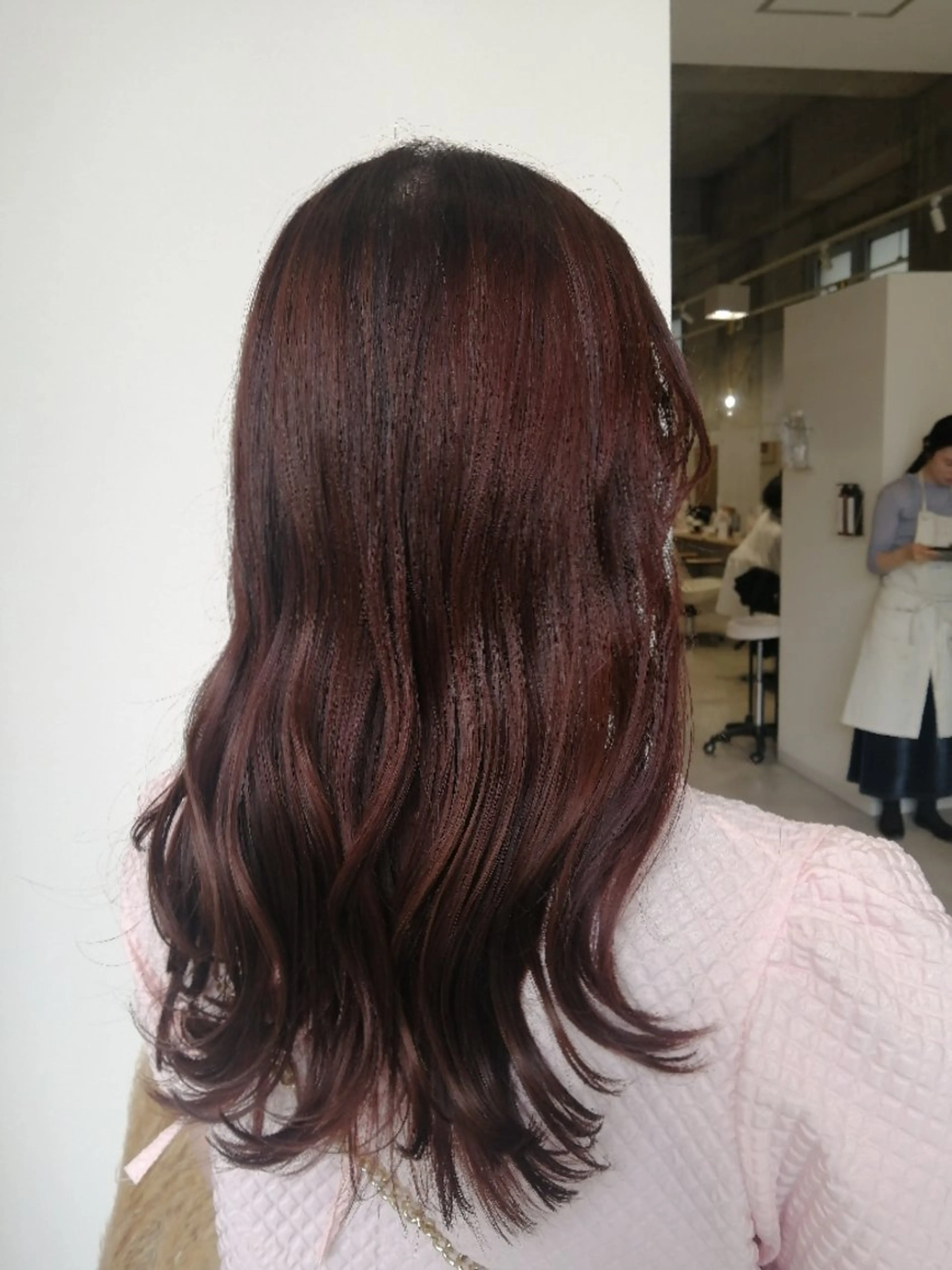 セミロング ピンクブラウン カット ヘアカラー 藤原仁美/レイヤー /透明感カラーのヘアスタイル