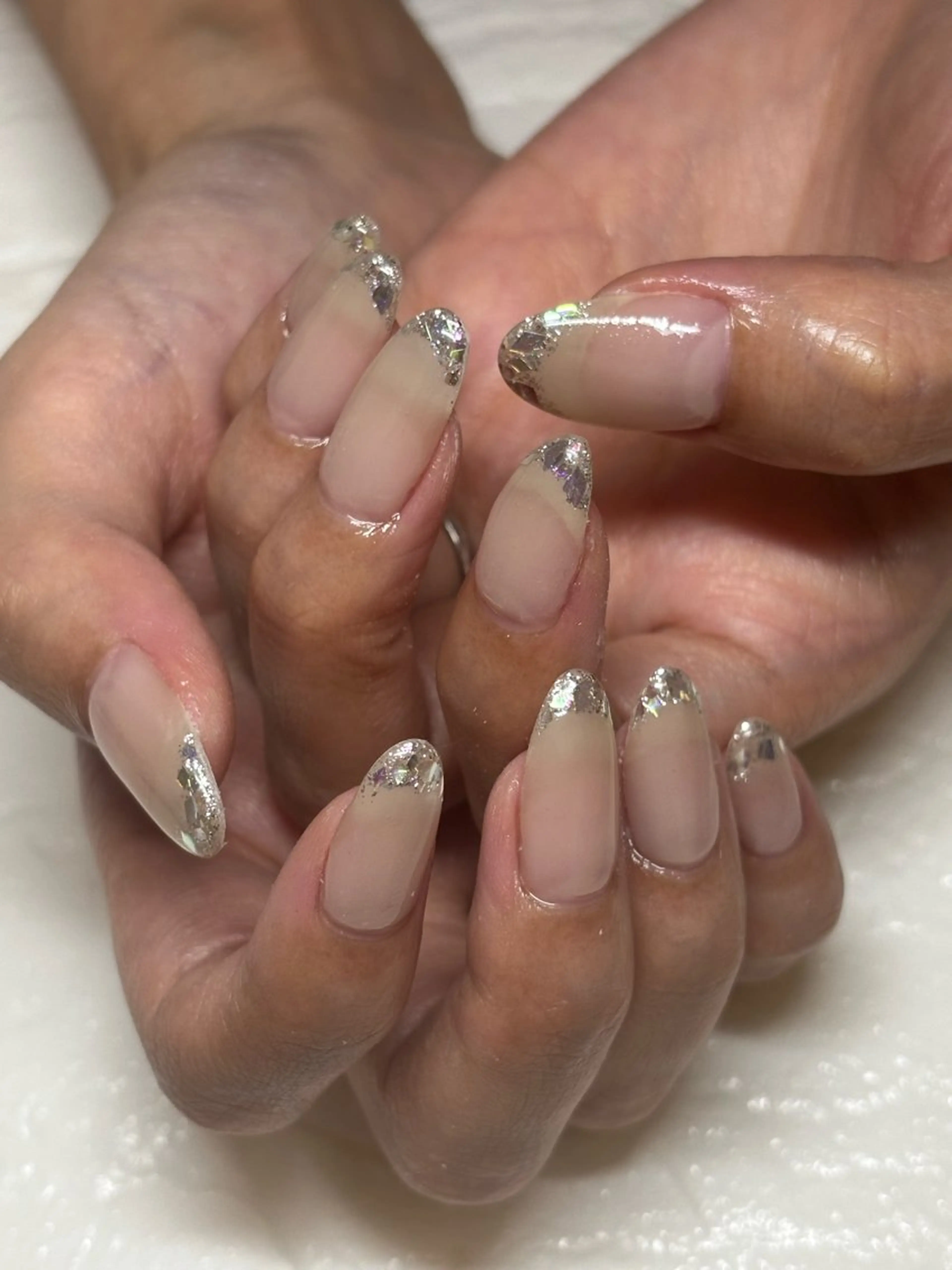 ネイル フレンチネイル ガラスフレンチ nail 脱毛room＆所属・福井ネイル airiのネイルデザイン