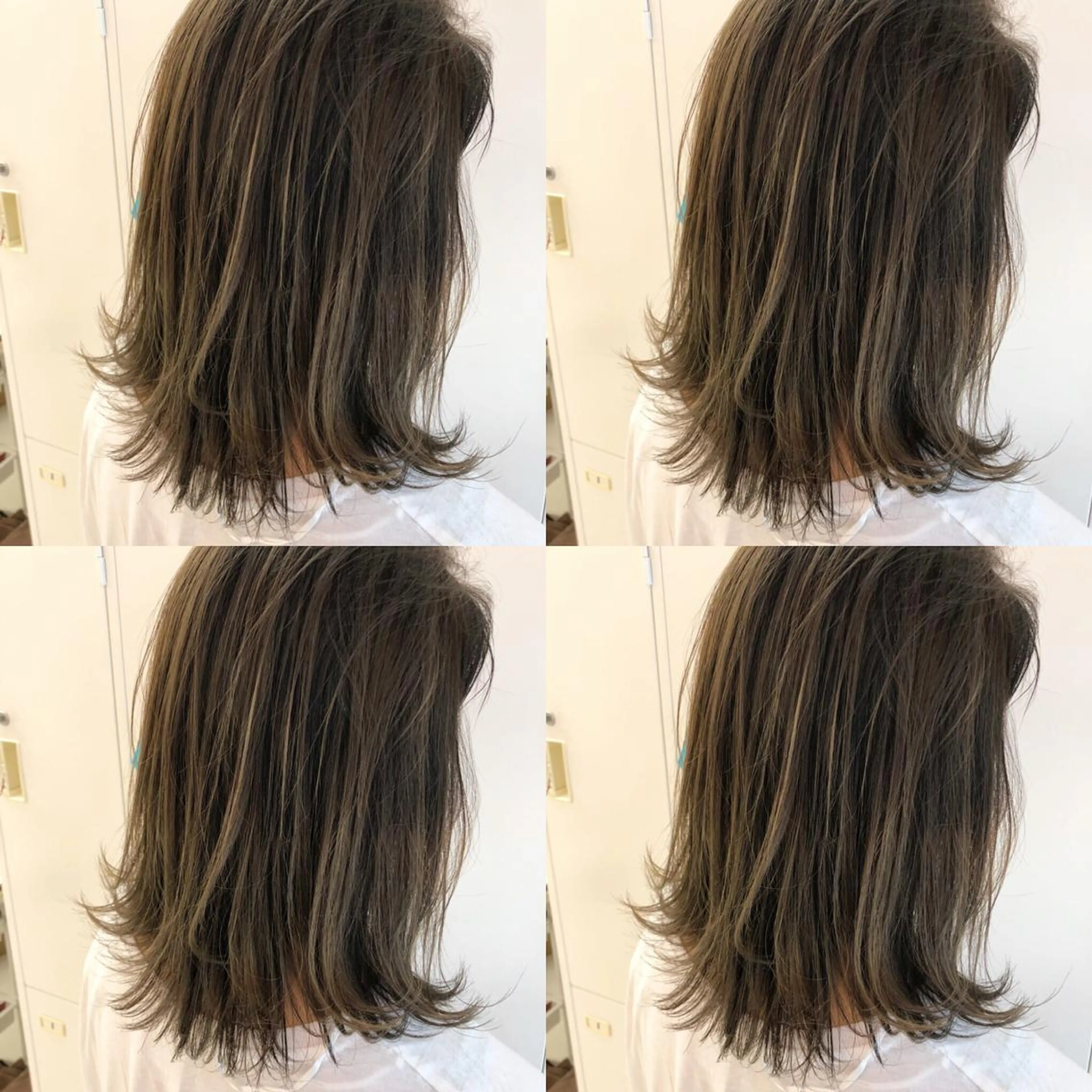 ショート カラー アッシュ バレイヤージュ ブリーチ グラデーションカラー グレージュ レイヤー/韓国/ 顔周り/しんやのヘアスタイル