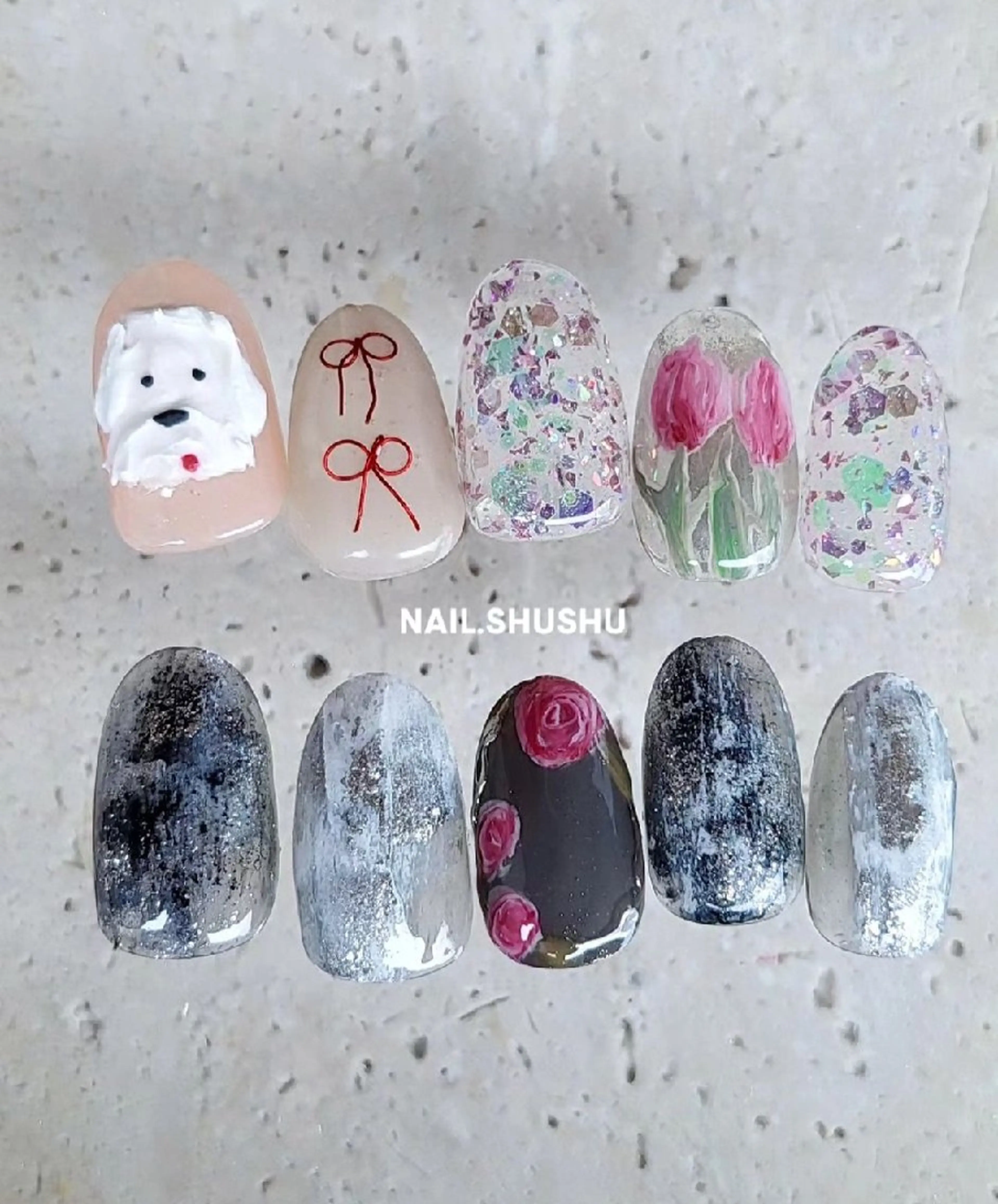 ネイル 持ち込み ニュアンスネイル ワンカラーネイル シンプルネイル 春ネイル ハンドネイル 3dパーツ/流行り 👧shushu❤️のネイルデザイン