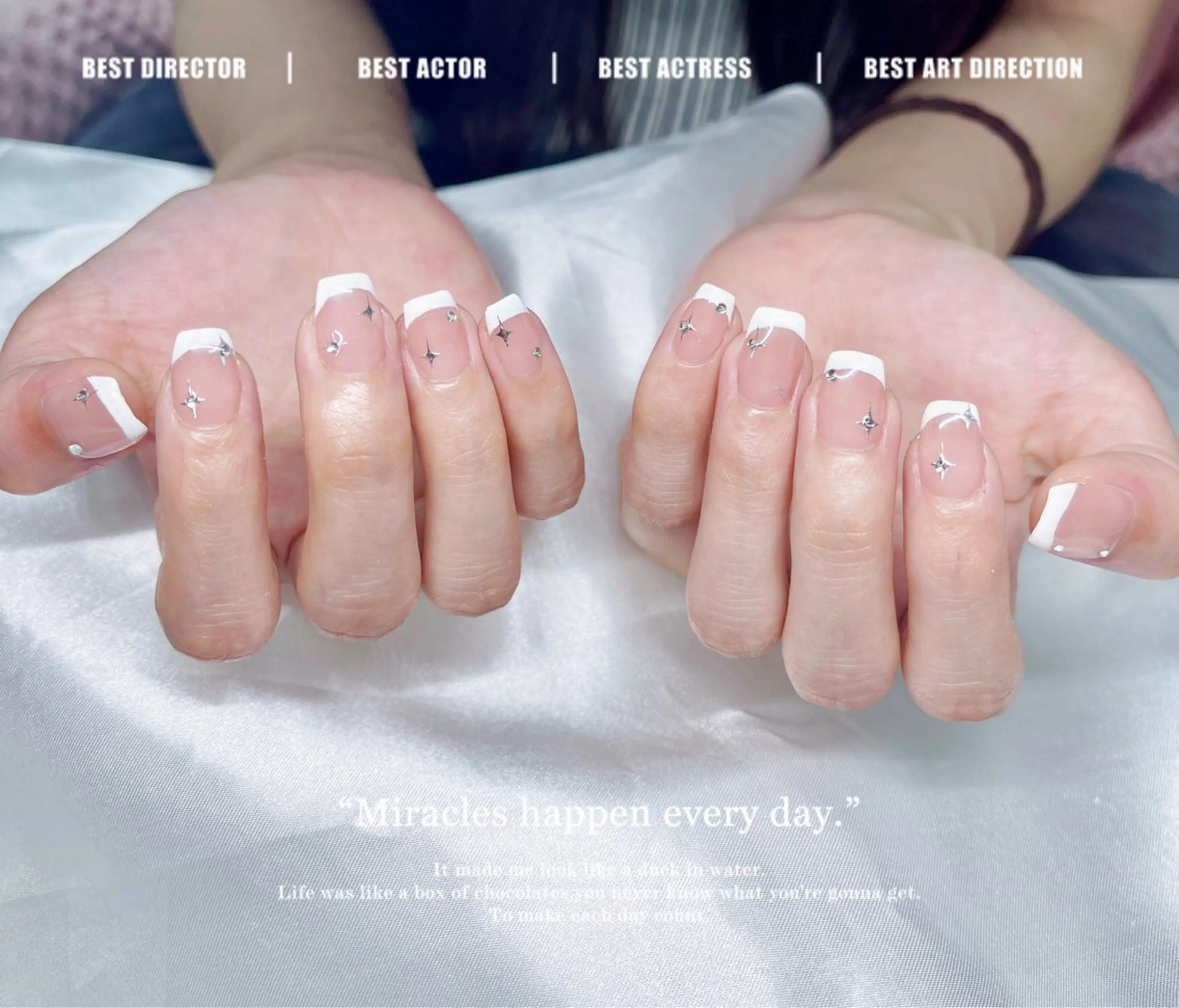 ネイル フレンチネイル キラキラネイル ちょうのへや所属・ちょうのへや たんたんのネイルデザイン