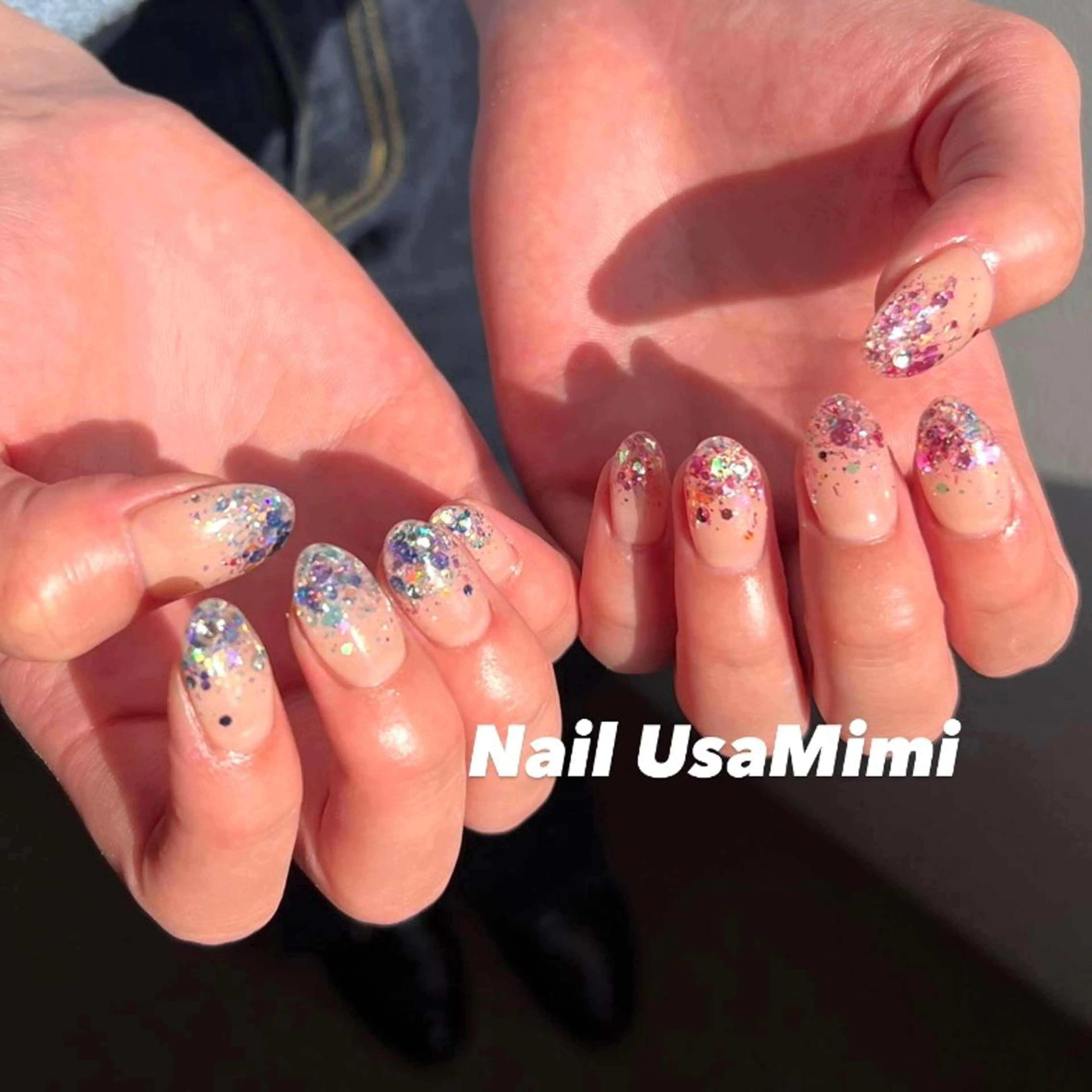 ネイル フットネイル ジェルネイル キラキラネイル マグネットネイル 持ち込み 本町ネイルNail UsaMimiのネイルデザイン