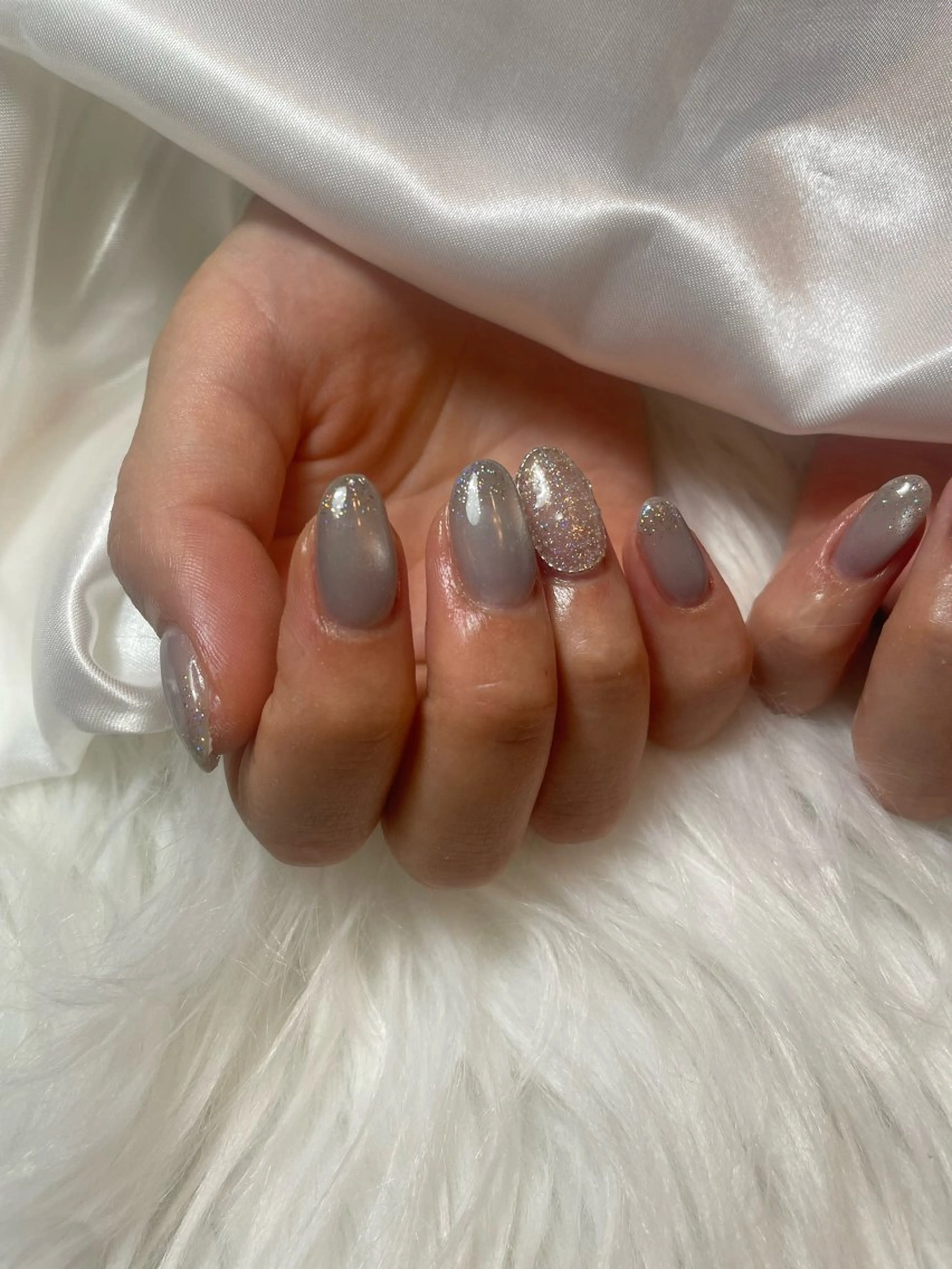 ネイル ブルー フレンチネイル キラキラネイル マグネットネイル シンプルネイル ハンドネイル timtam --sakiのネイルデザイン