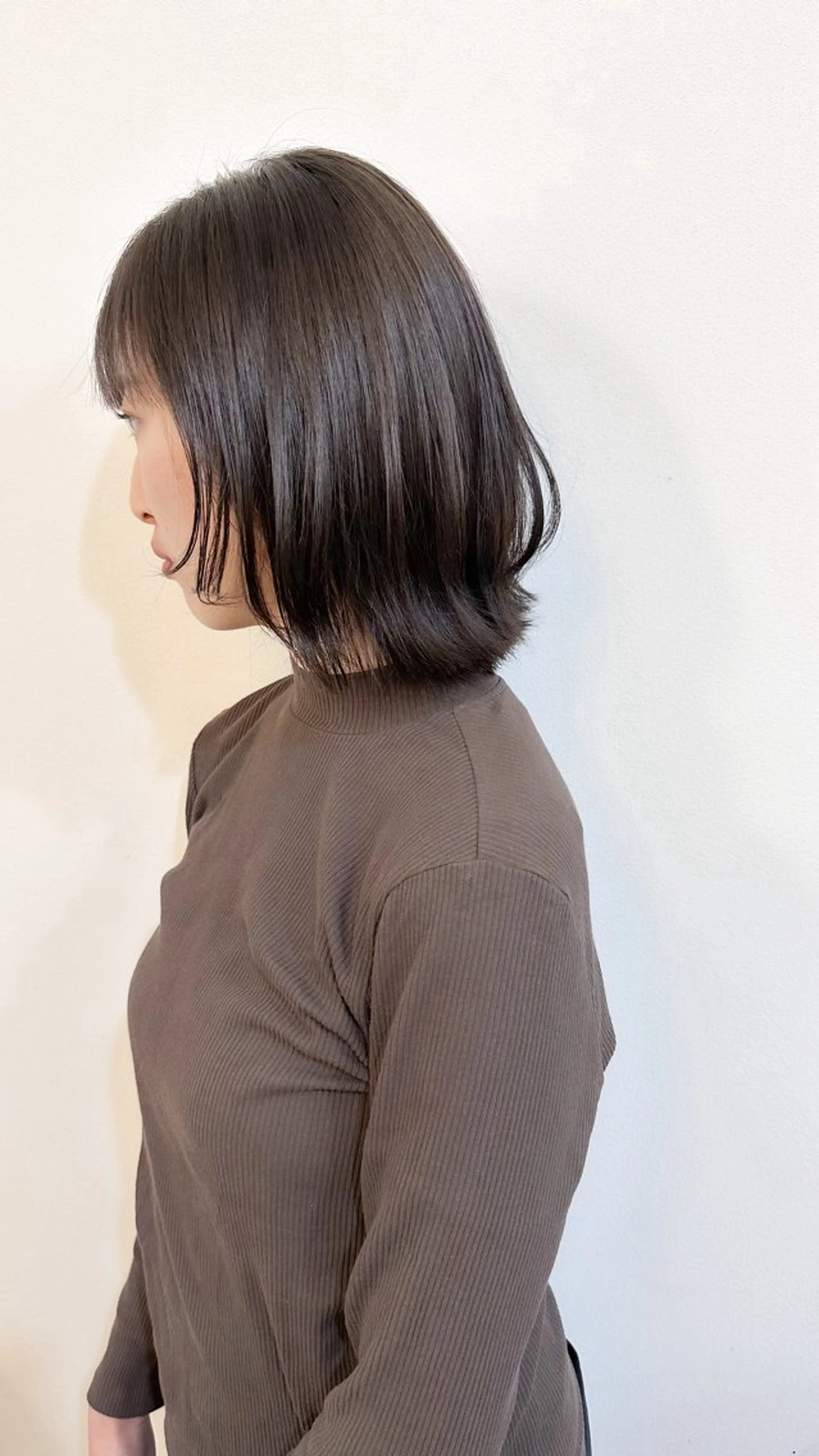 ミディアム カラー ショートボブ ブリーチ 透明感カラー ブリーチなしカラー ボブ カット ヘアカラー 竹内啓太 ボブのヘアスタイル