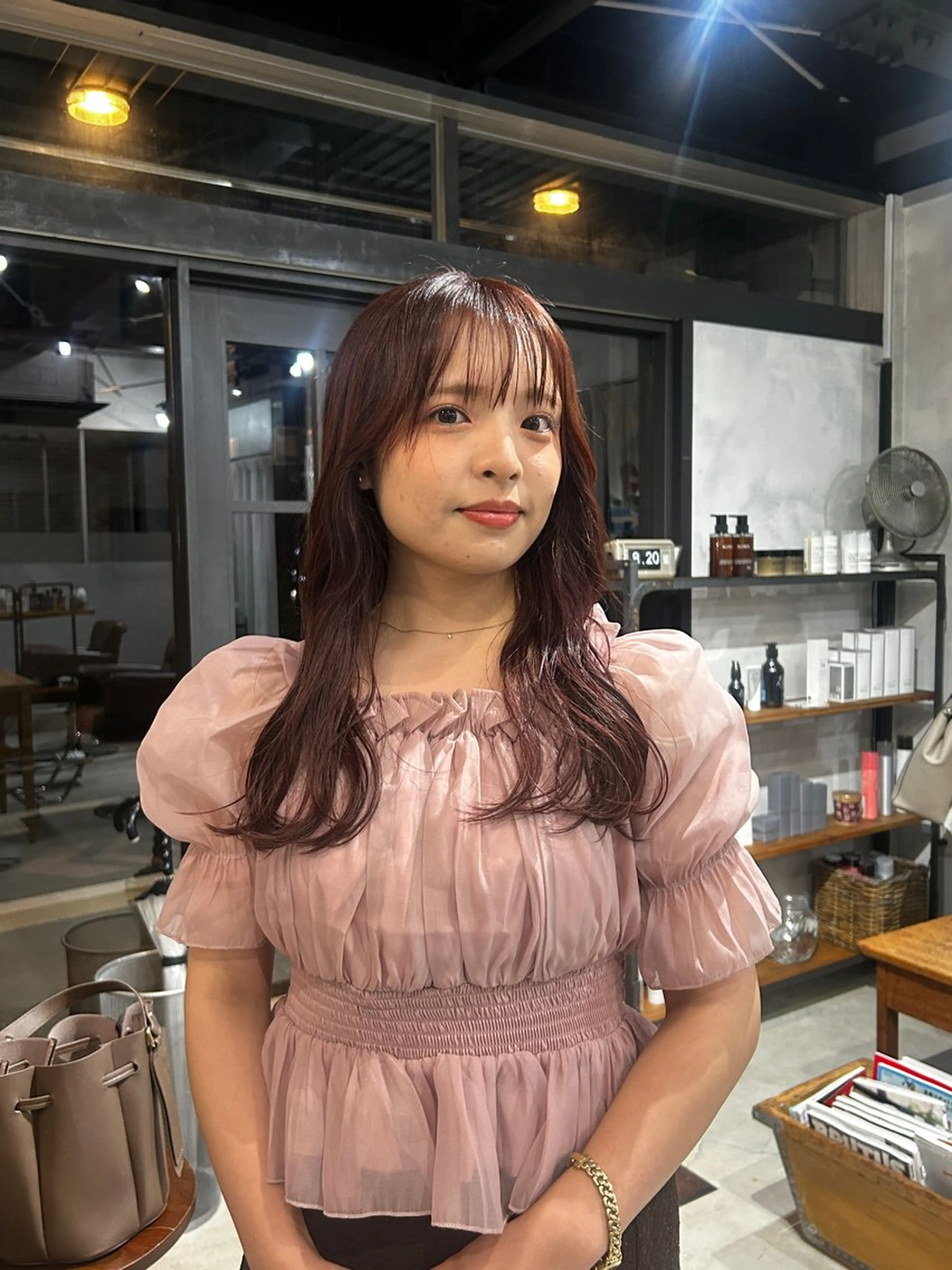 セミロング カラー ブラウンカラー ピンクカラー ピンクブラウン ヘアカラー 京都/カラー/松野 翔のヘアスタイル