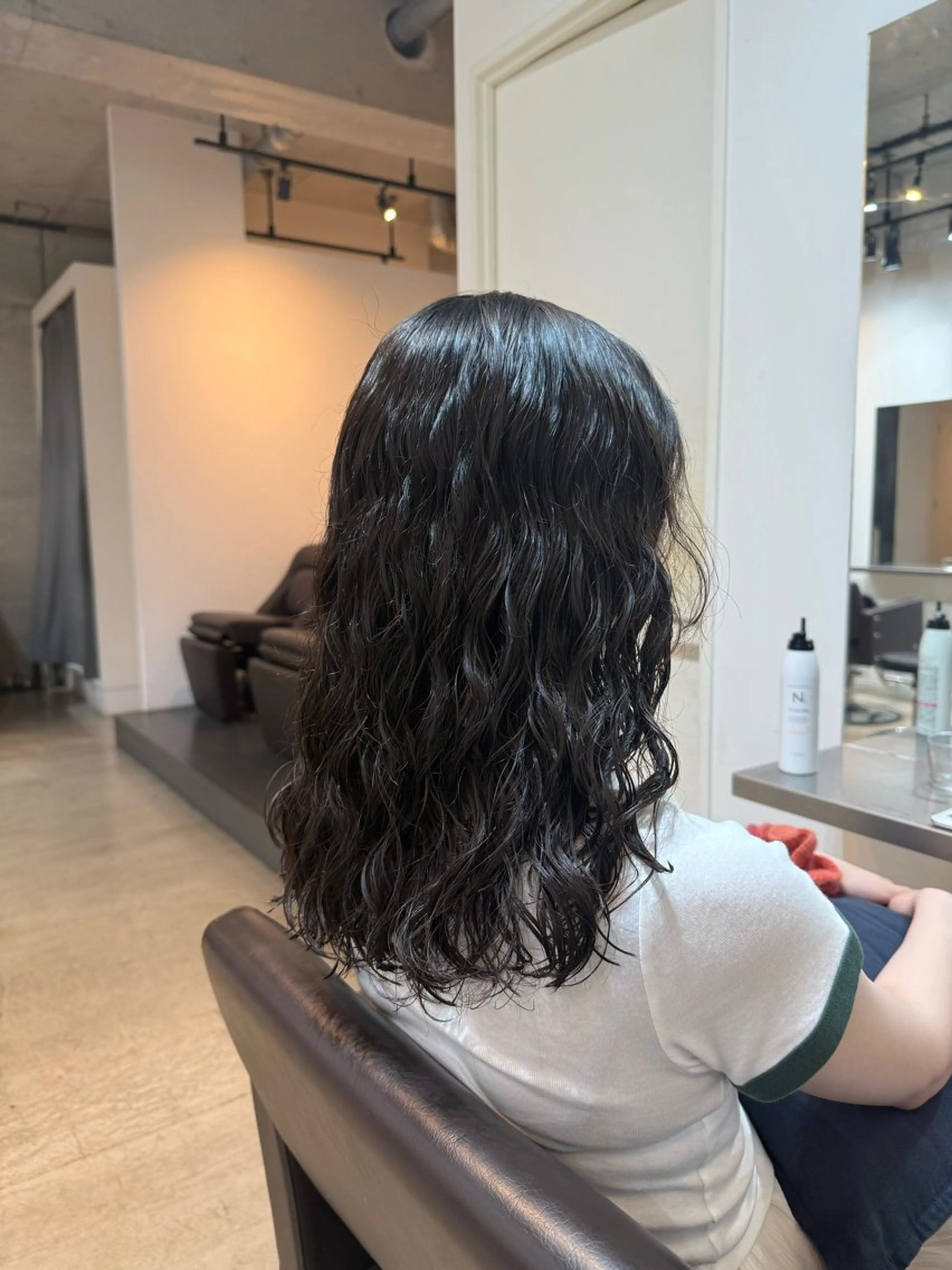 セミロング カット ヘアカラー パーマ トリートメント デジタルパーマ ウェーブパーマ/神野のヘアスタイル