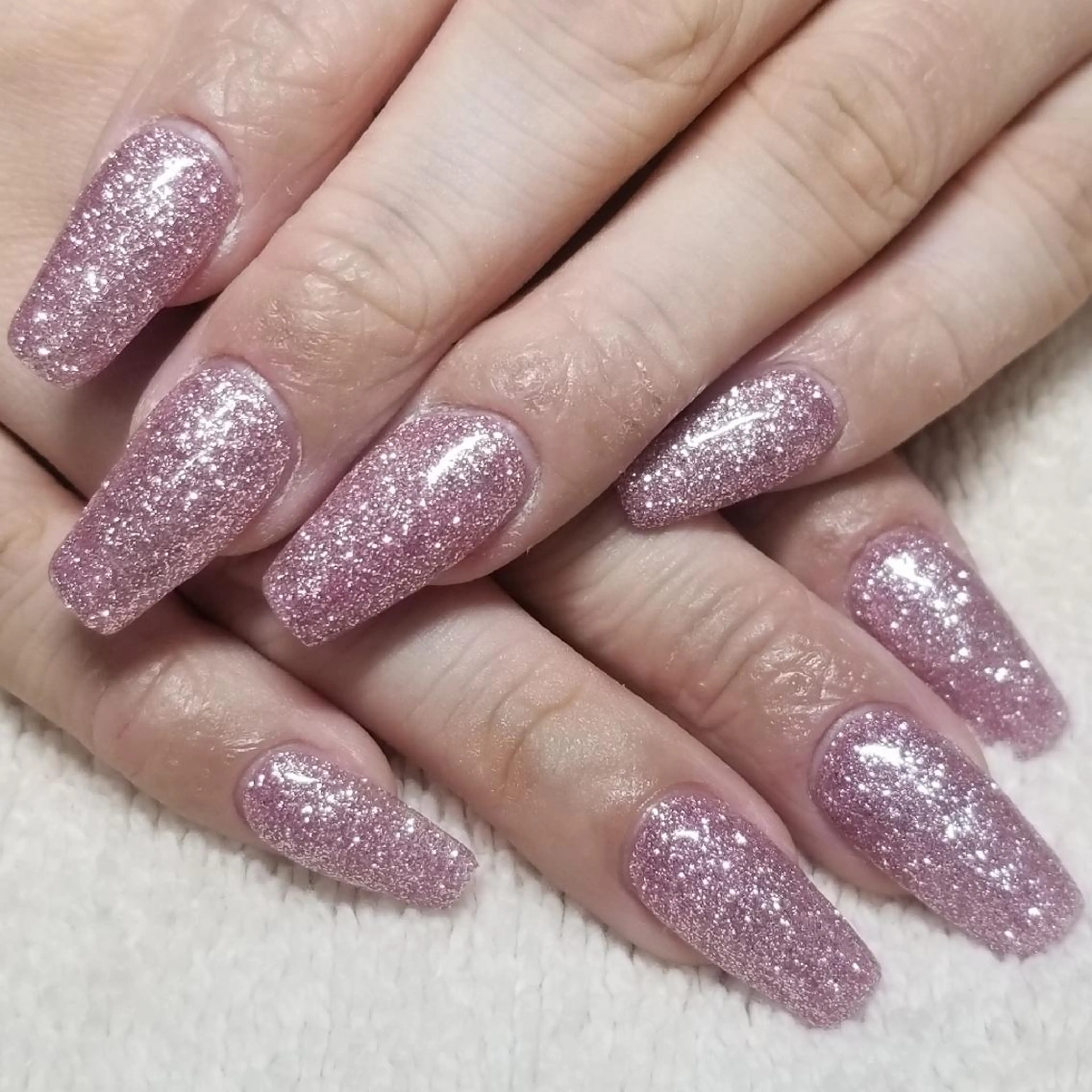 ネイル ラメ(グリッター) ワンカラーネイル ピンク ハンドネイル よしだ ひろきのネイルデザイン