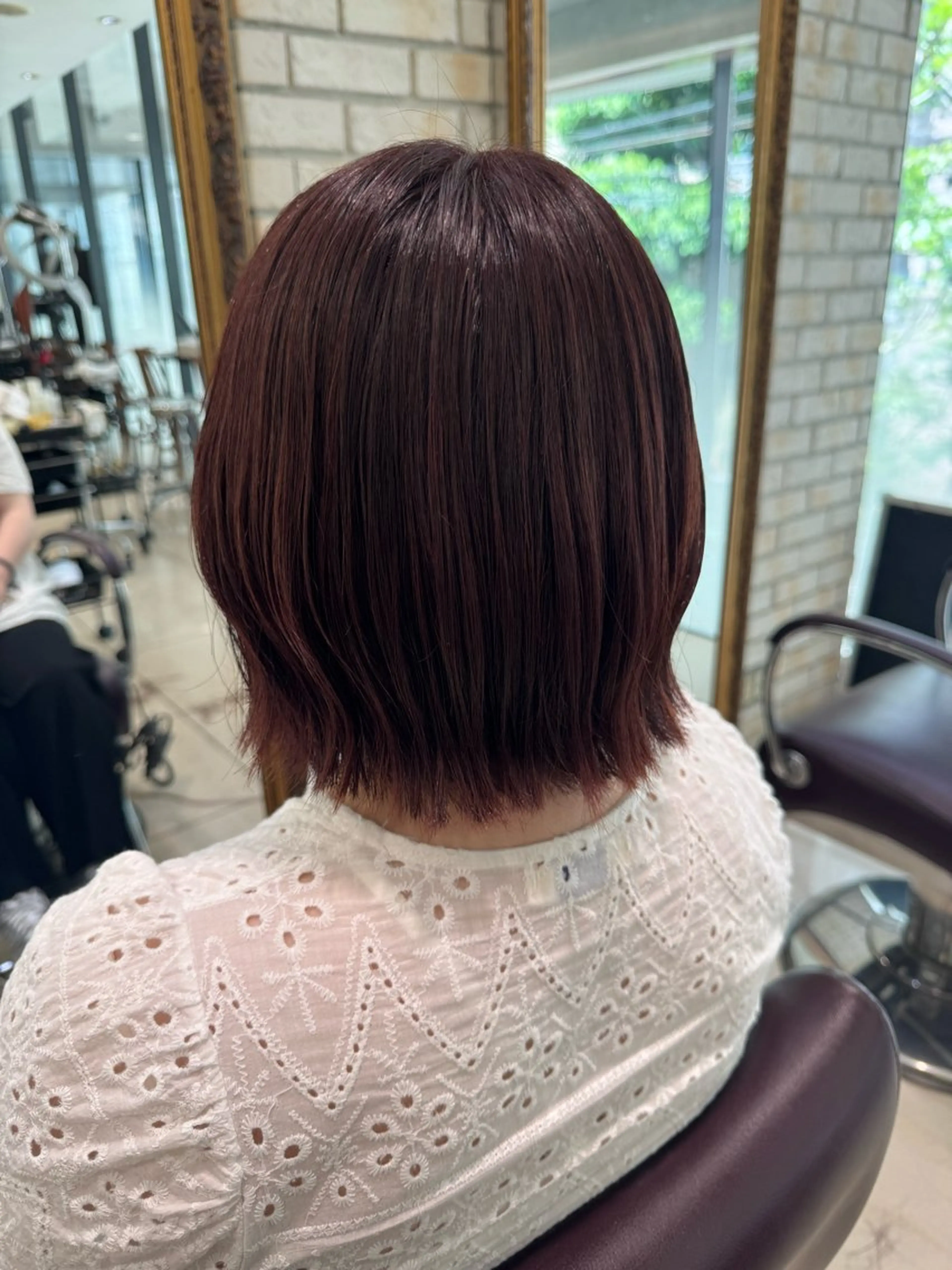 ショート ピンクブラウン ヘアカラー コテ巻き風/ボブ パーマ🌼杉田 萌恵のヘアスタイル