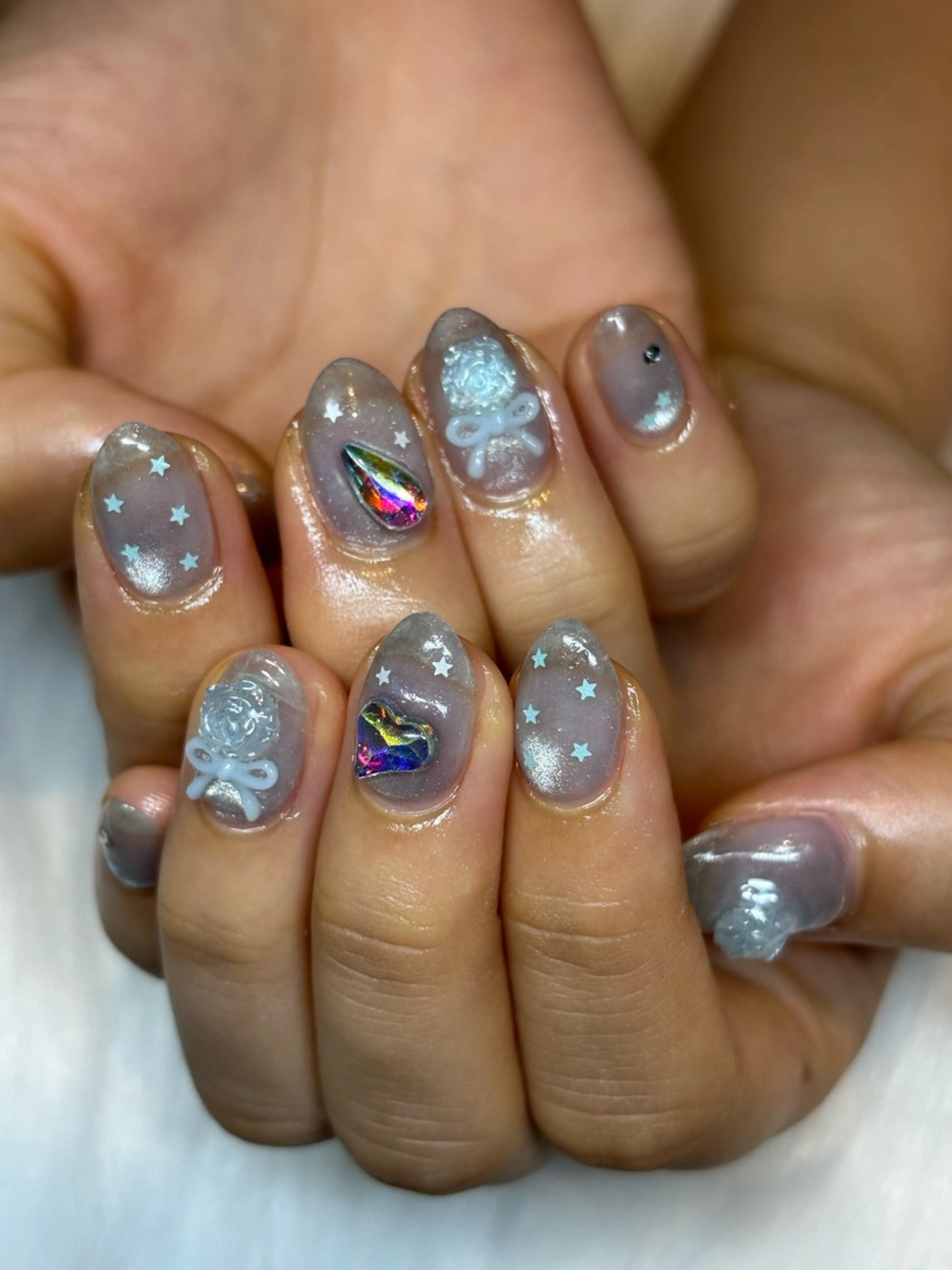 ネイル キラキラネイル 韓国ネイル ワンホンネイル peach nail ayakaのネイルデザイン