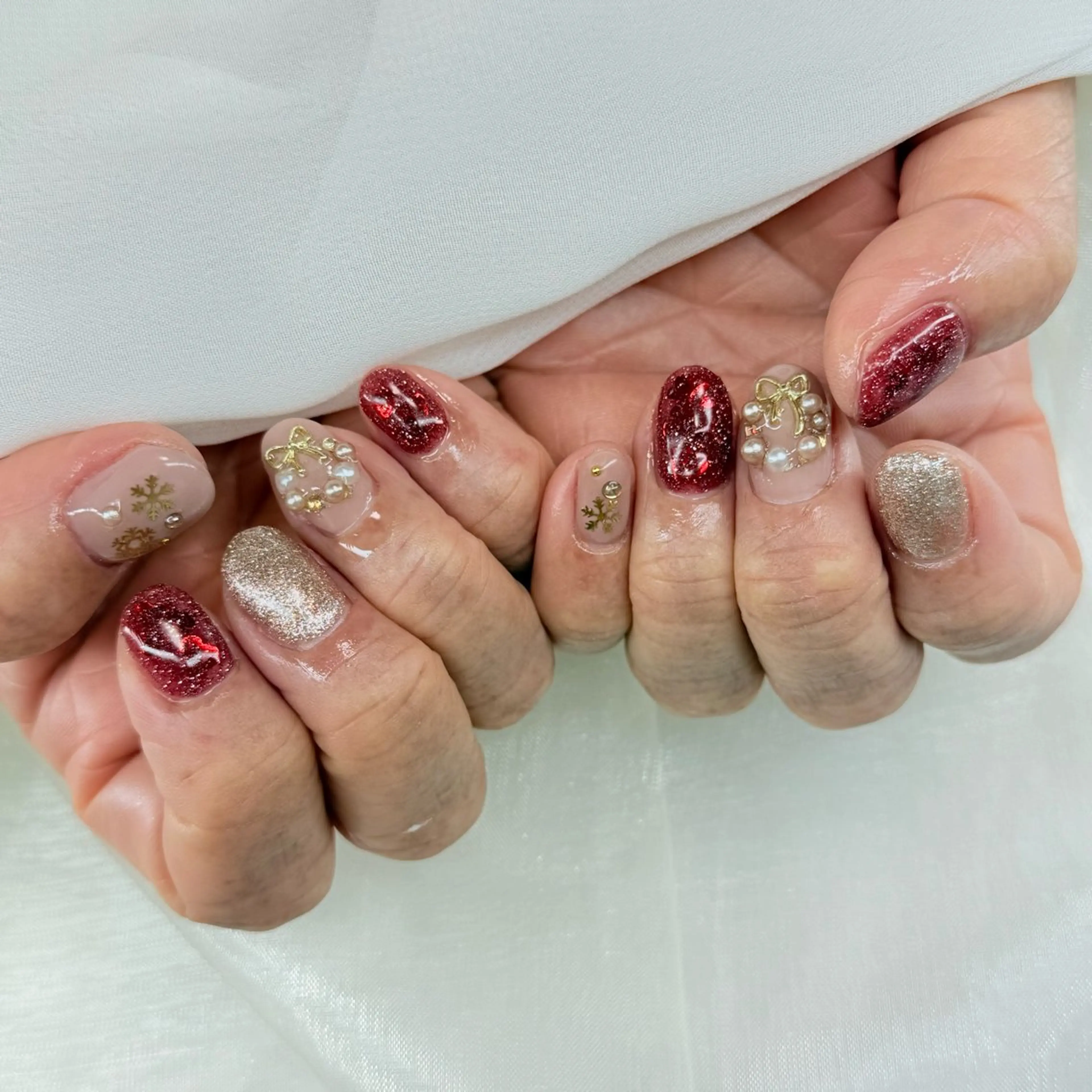 ネイル 冬ネイル クリスマス ハンドネイル flan ゆいのネイルデザイン
