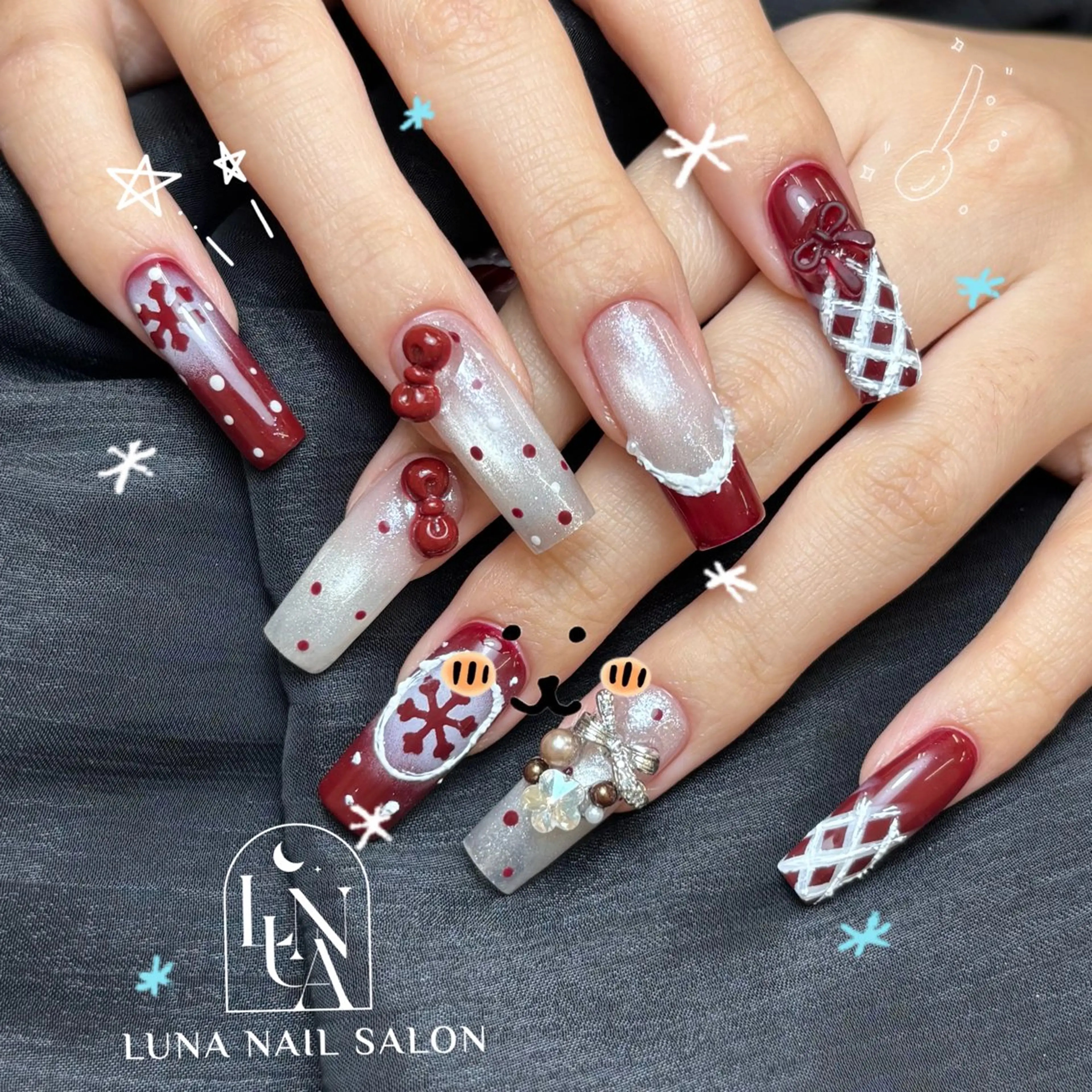 ネイル ワンホンネイル 冬ネイル クリスマス ハンドネイル ハンドケア LUNA Nail salon💕のネイルデザイン