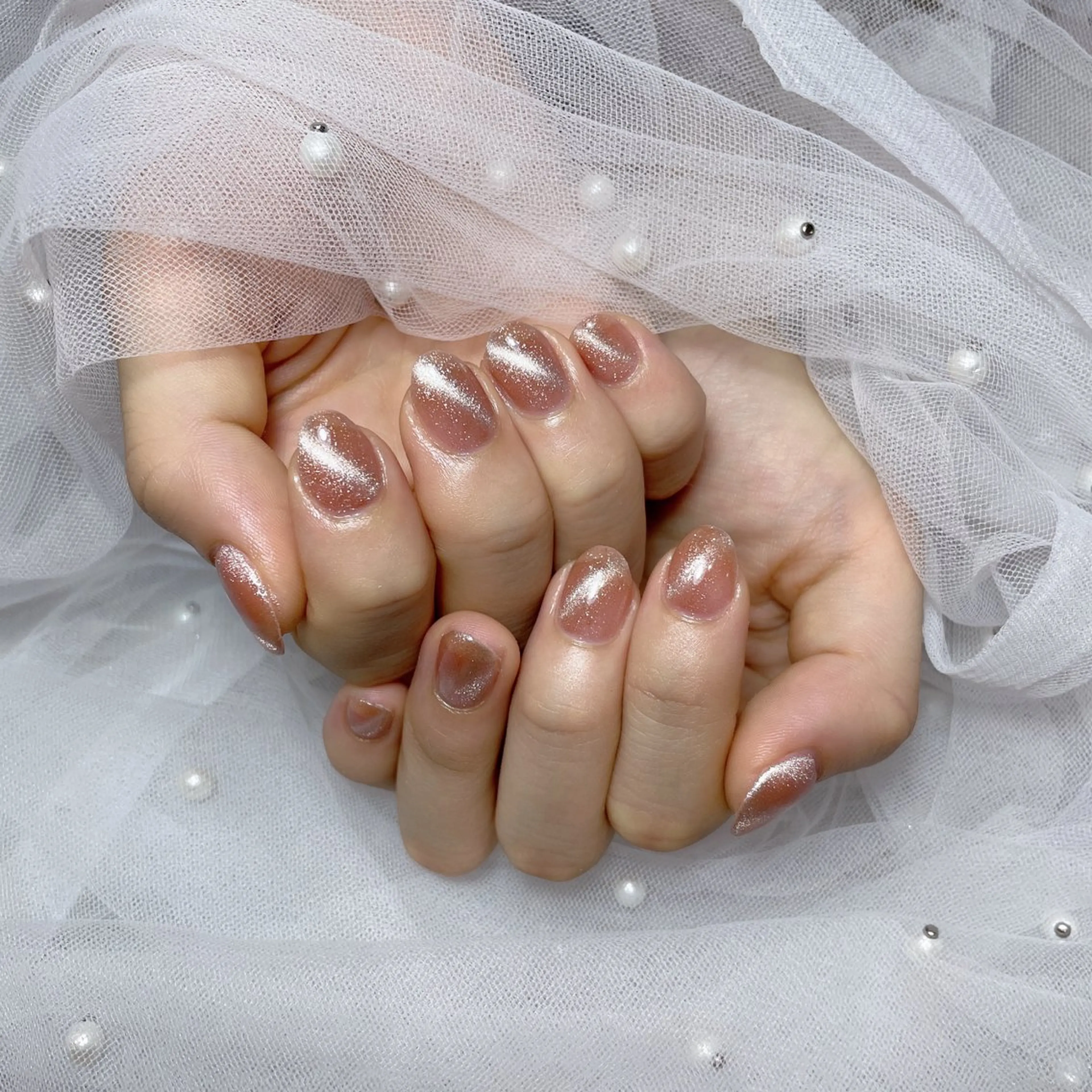 ネイル マグネットネイル ピンク ピンクベージュ M2 beauty Hoshinaのネイルデザイン