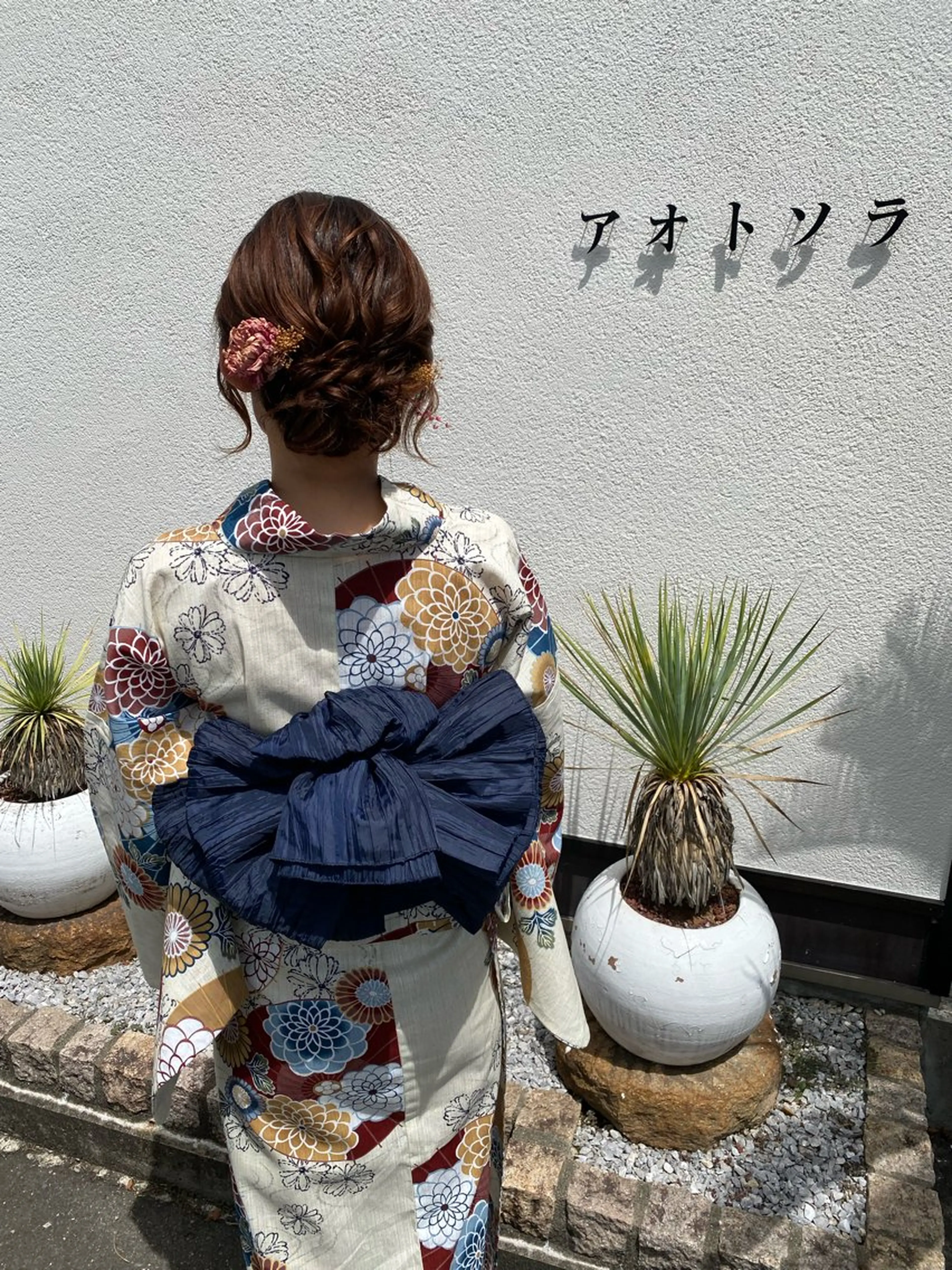 ヘアアレンジ 浴衣 青とそら いしざかのヘアスタイル