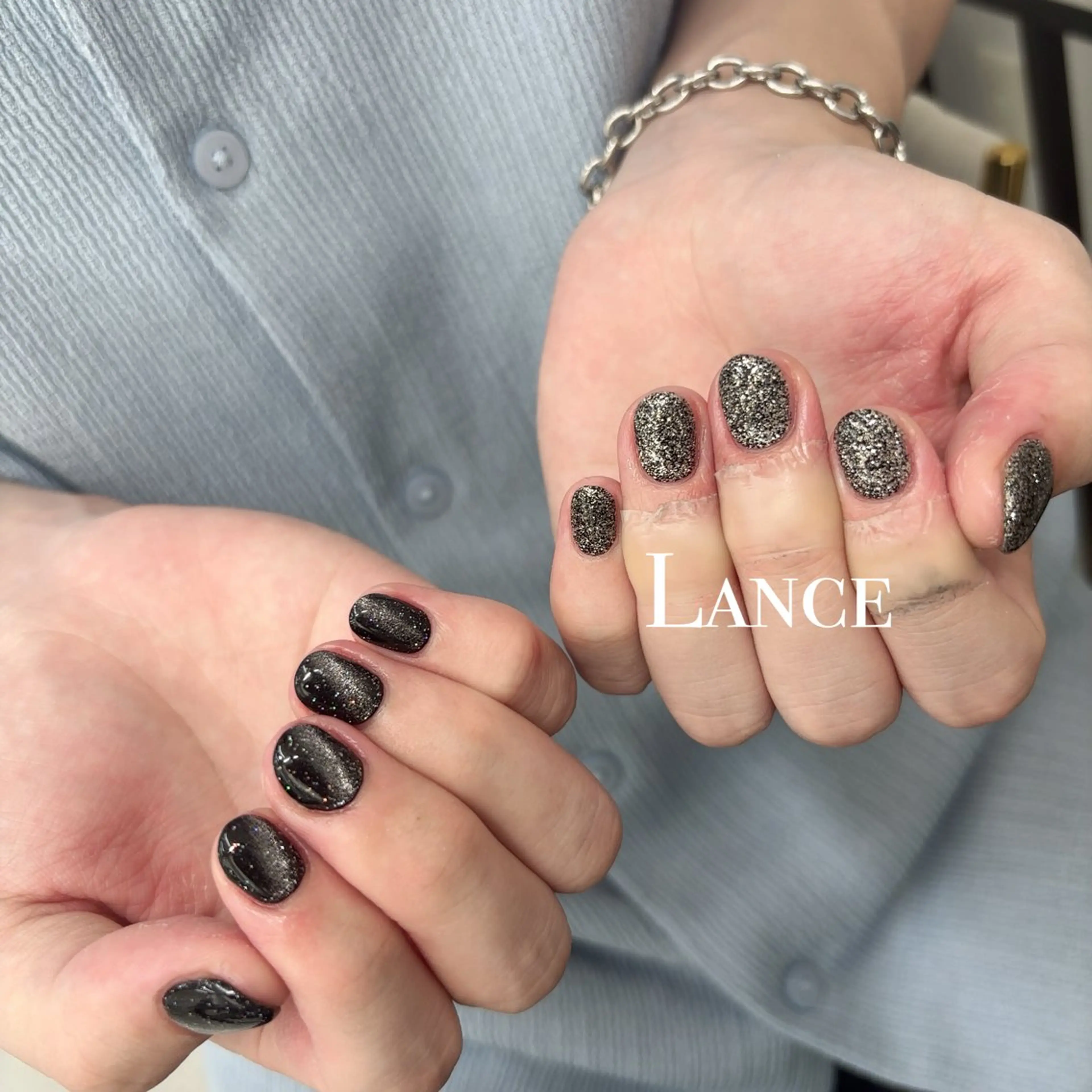 メンズ ネイル メンズ韓国風 オーロラネイル フットネイル 氷ネイル・うるうるネイル キラキラネイル ハンドネイル Lance nailのネイルデザイン