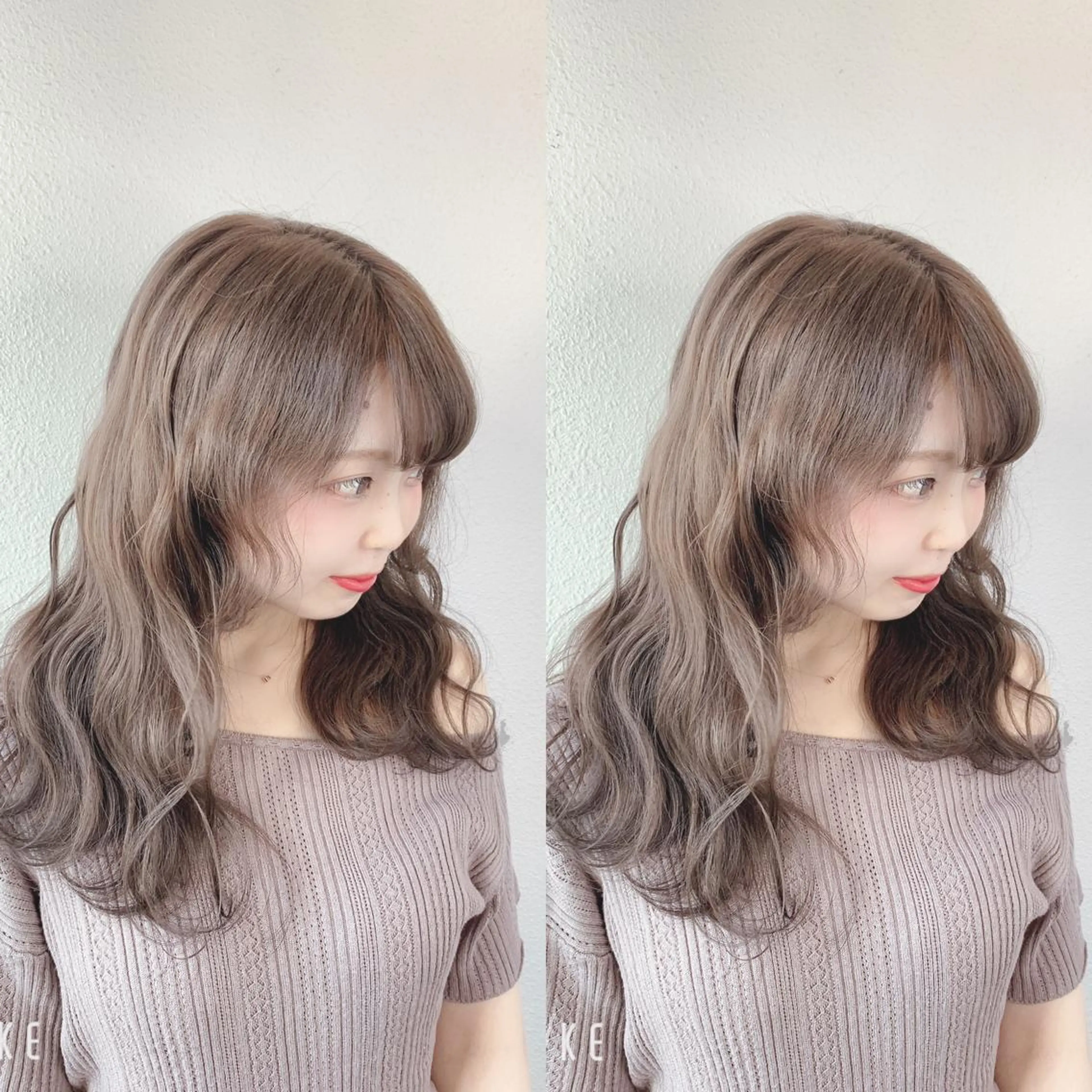 セミロング カラー グレージュ ハイトーンカラー ハイトーングレージュ ヘアカラー 似合わせ/ブリーチ カラー.岡田友仁のヘアスタイル