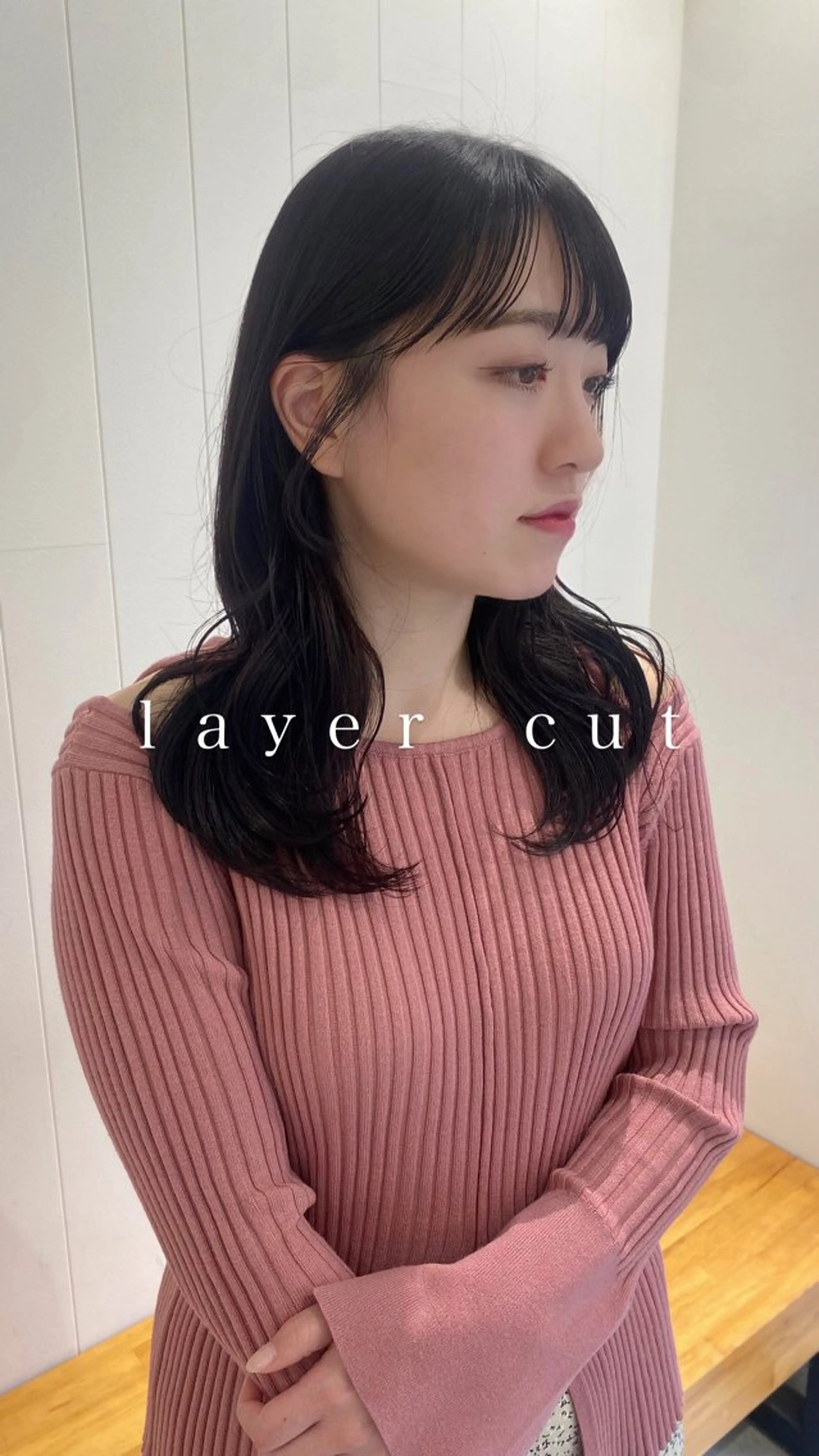 セミロング カラー 透明感カラー グレージュ 韓国風ヘア レイヤーカット hair shioのヘアスタイル