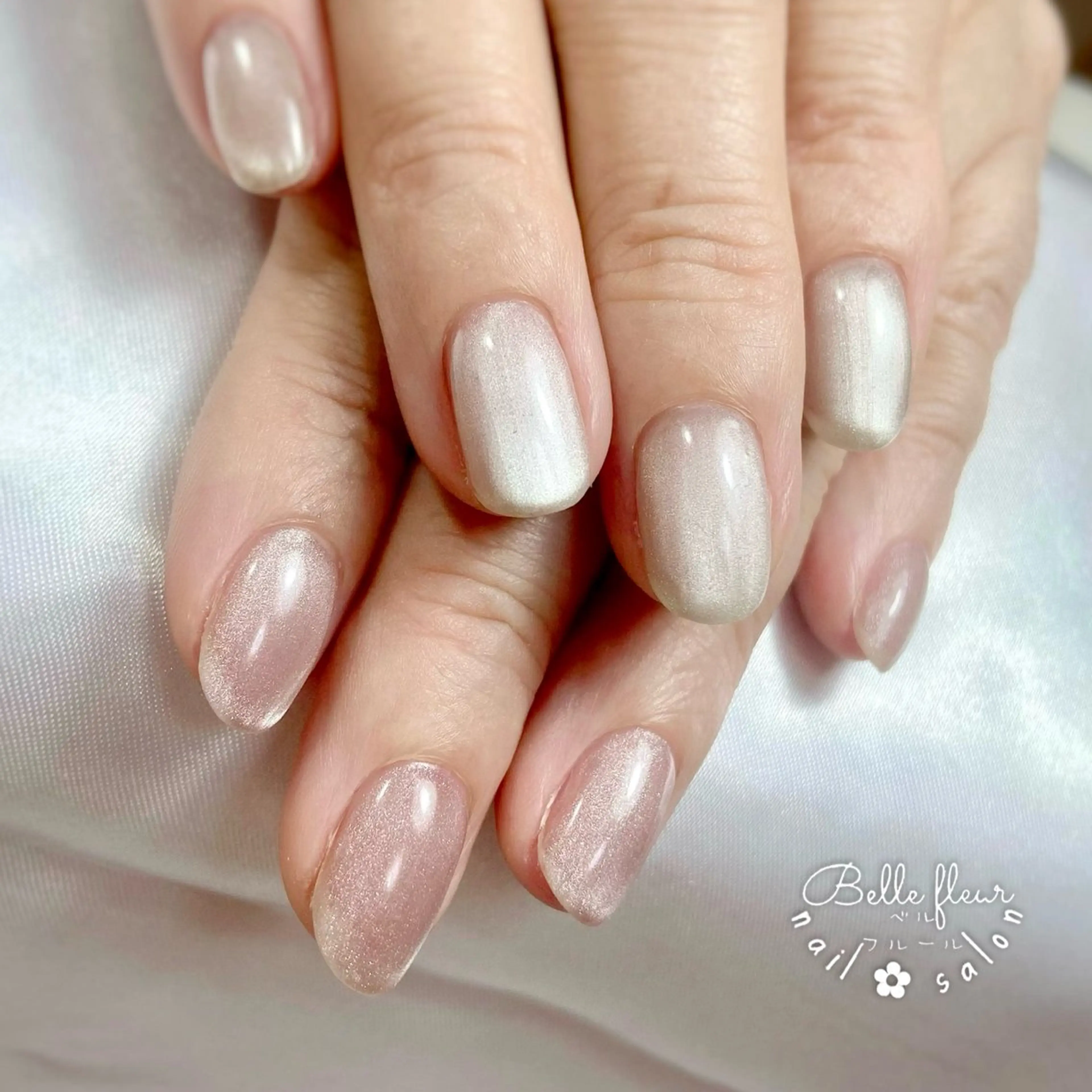 ネイル マグネットネイル ピンク ハンドネイル ﾈｲﾙｻﾛﾝ Bellefleurのネイルデザイン