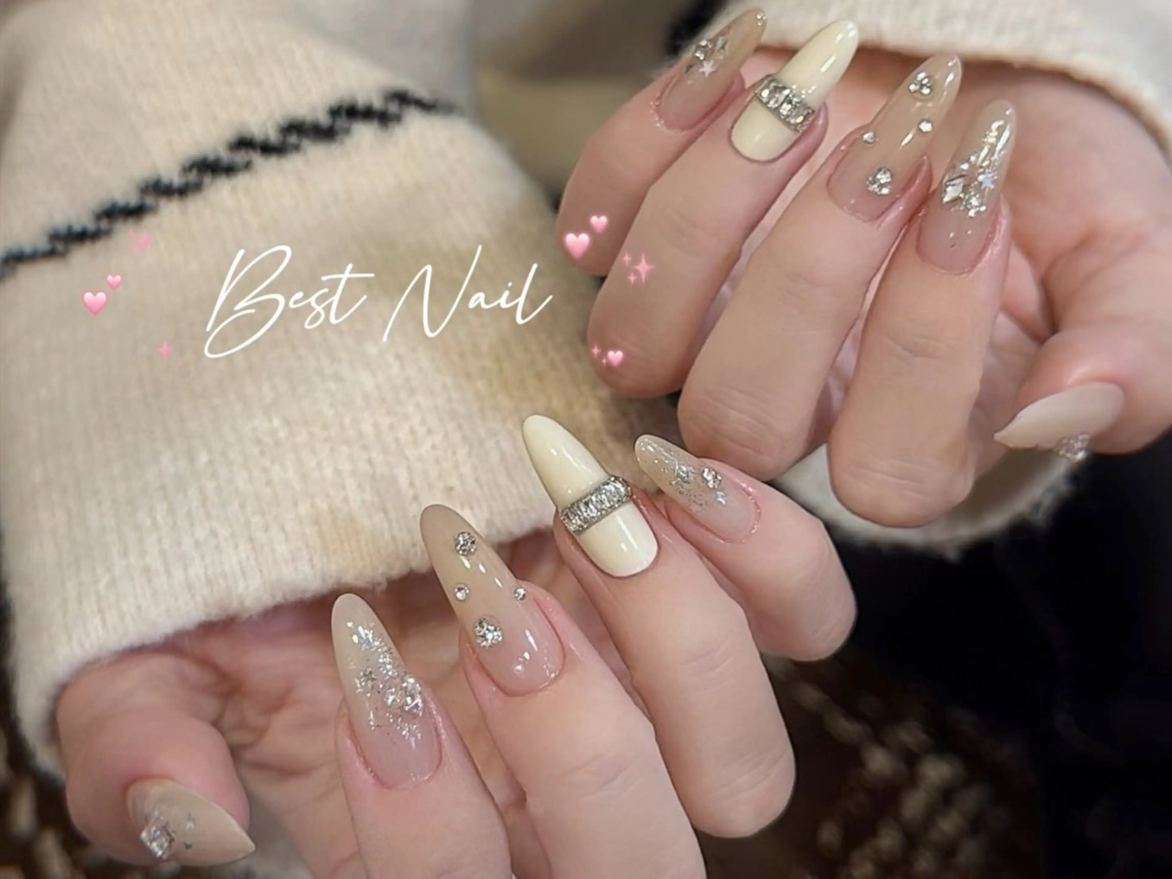 ネイル オーロラネイル クリアネイル 長さ出し ジェルネイル 韓国ネイル ハンドネイル best nailのネイルデザイン