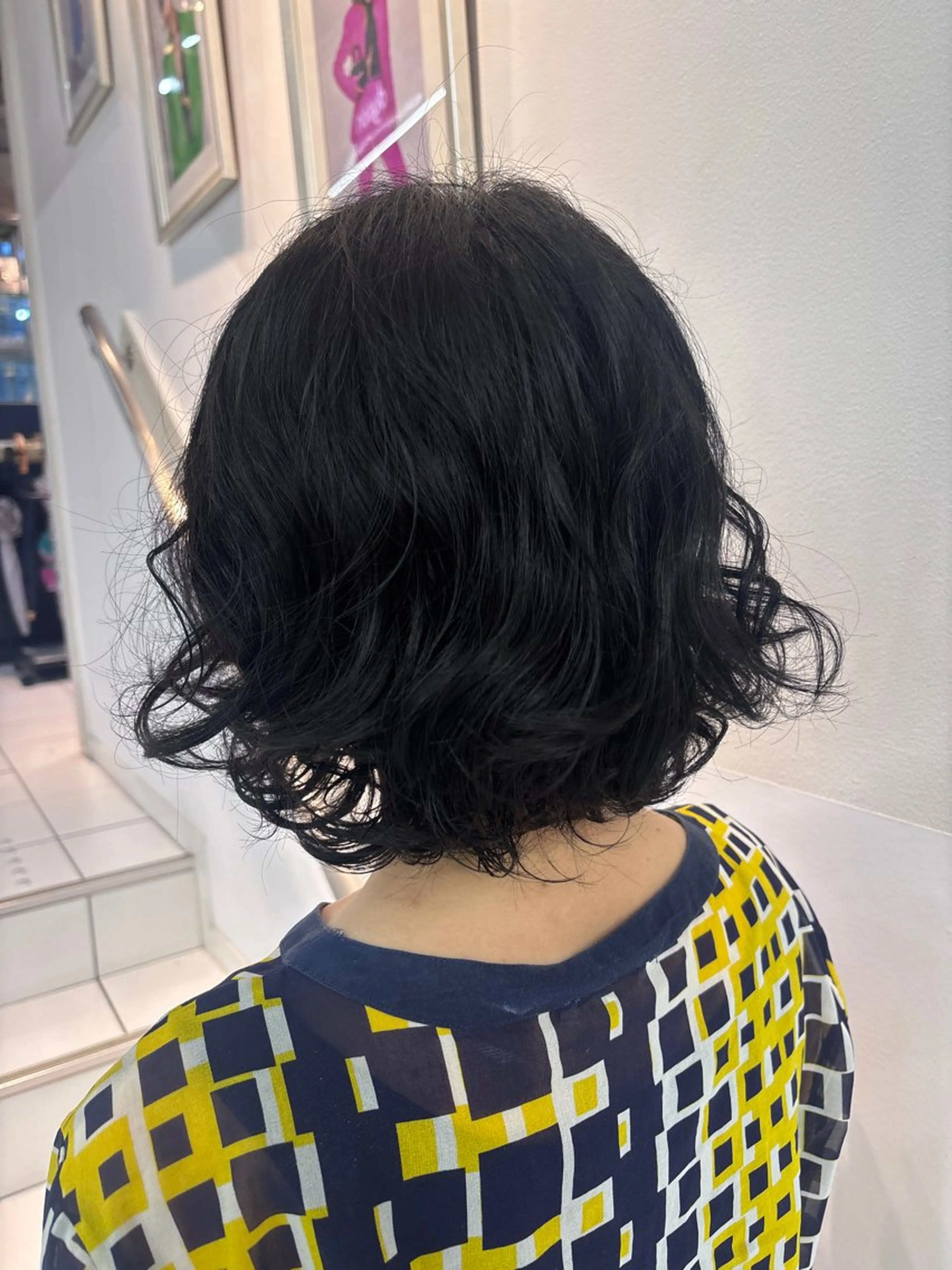 ミディアム パーマ ミディアムパーマ ボブ リコ🪐ハイライト モデル募集のヘアスタイル