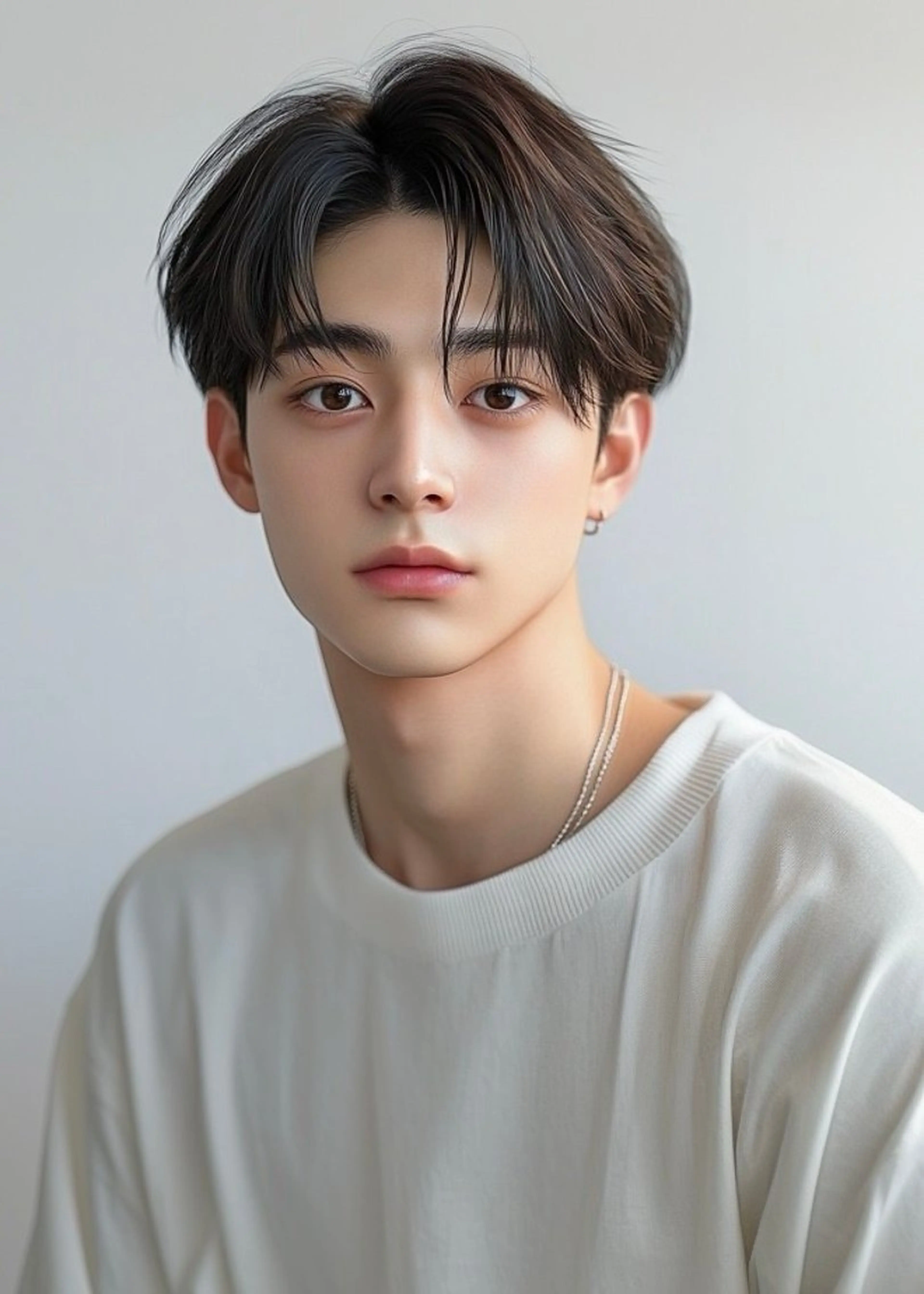 men's 韓国風刈りないセンターパートの写真