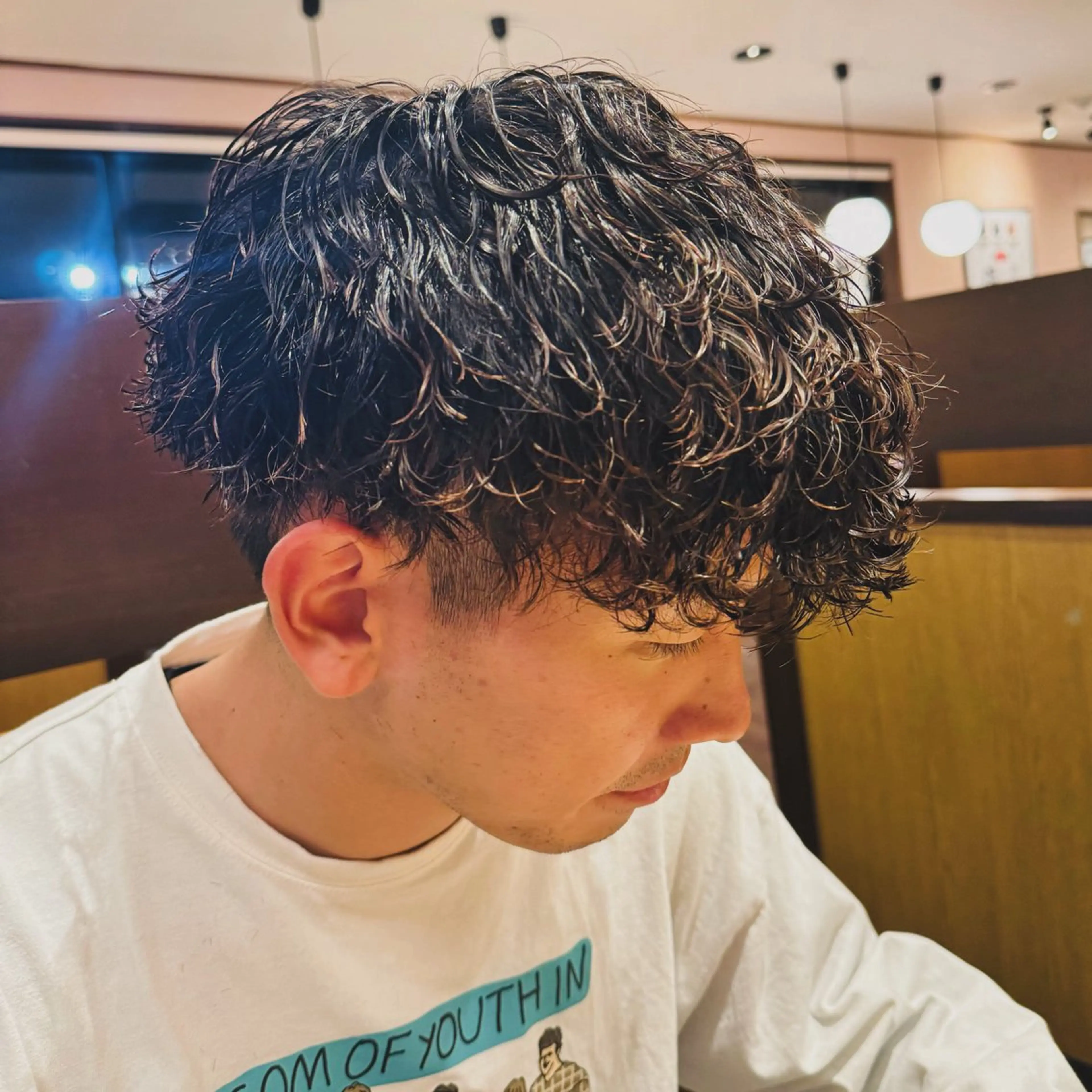 ショート カラー パーマ メンズ 波巻きパーマ 焼津メンズパーマ特化 大石雄生のヘアスタイル