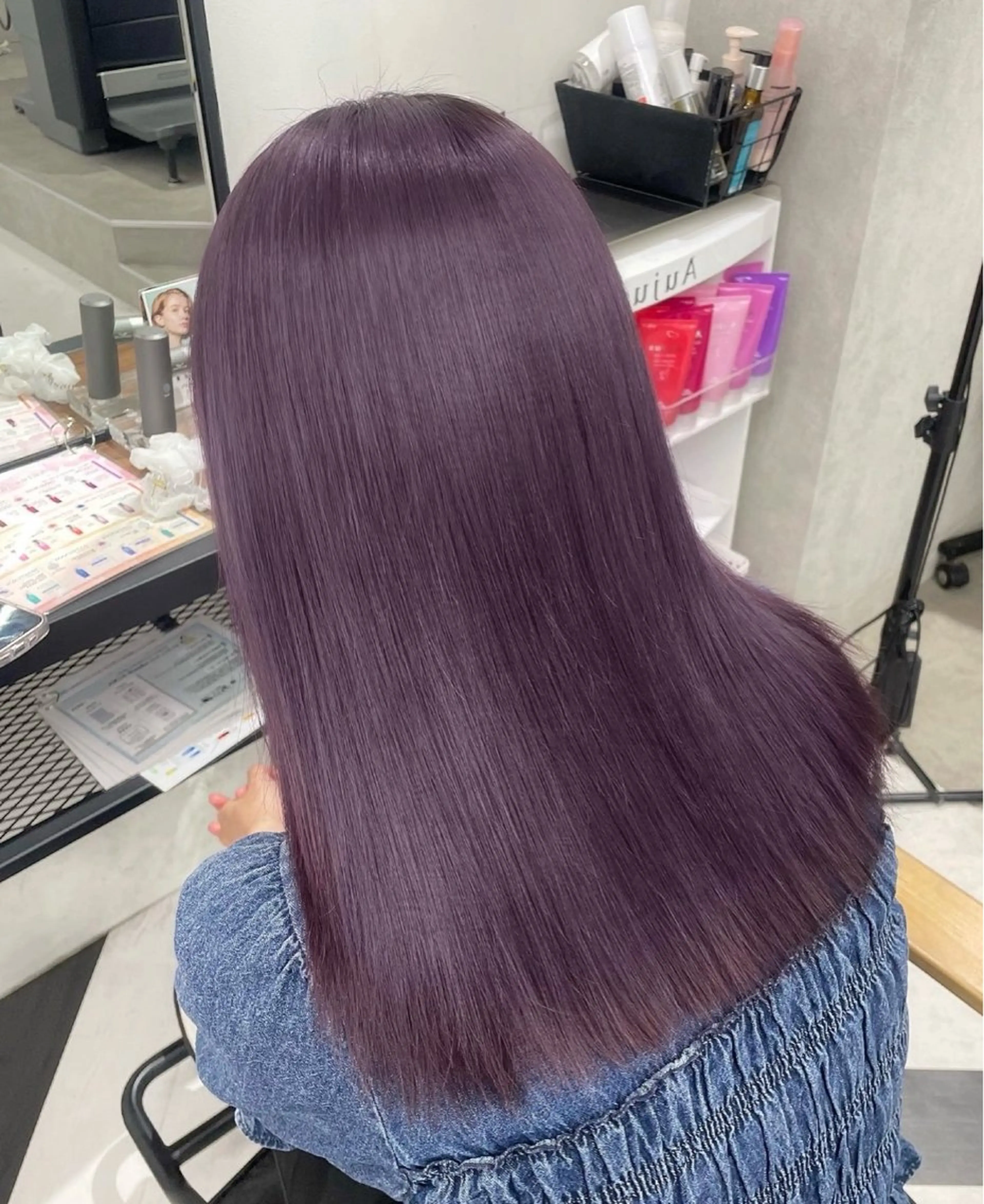 セミロング カラー パーマ ヘアアレンジ メンズ ラベンダーカラー トリートメント mona/ ストレートスタイル✨のヘアスタイル