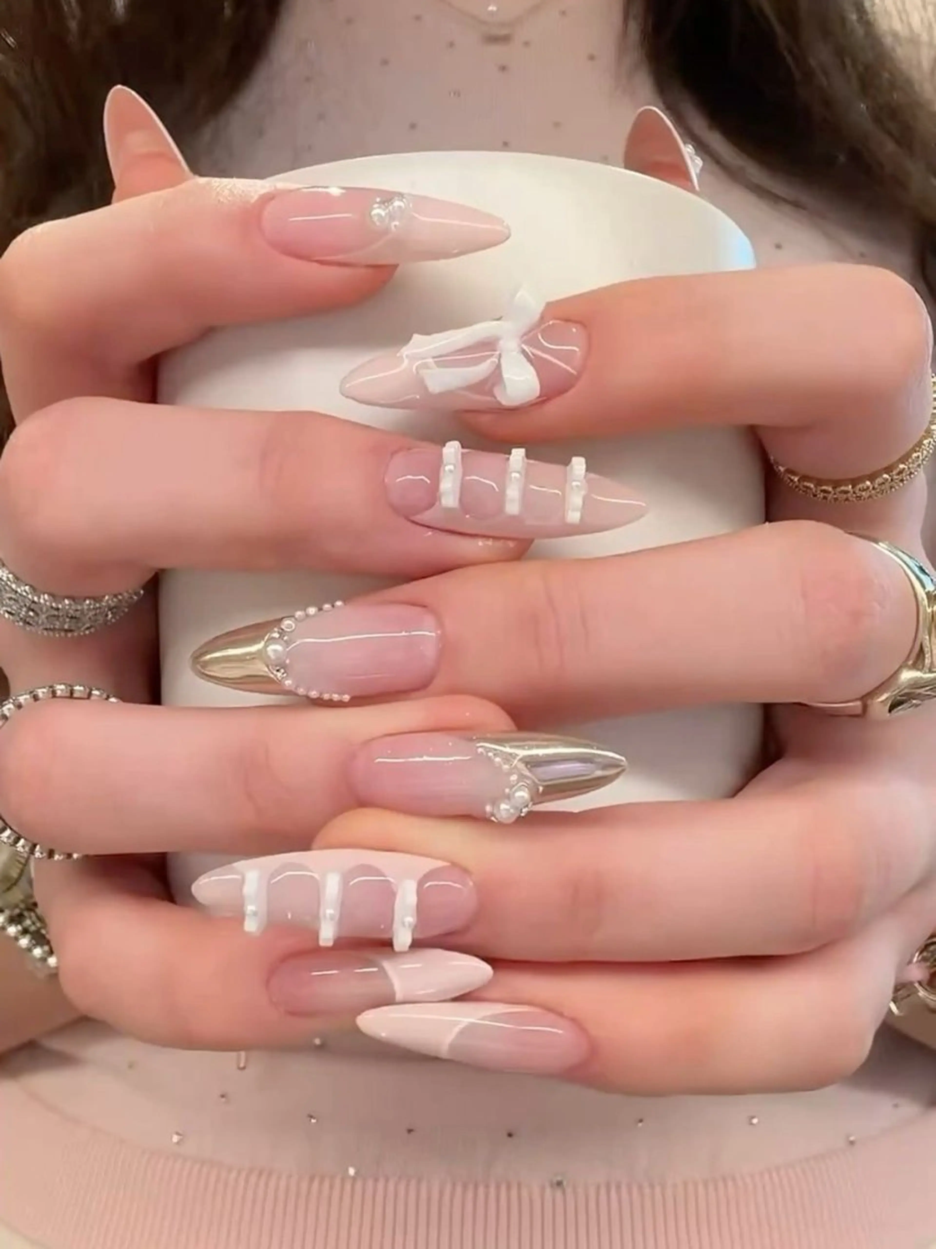 ネイル チークネイル フットネイル フレンチネイル グラデーション 韓国ネイル ハンドネイル Ribbonnail salonのネイルデザイン