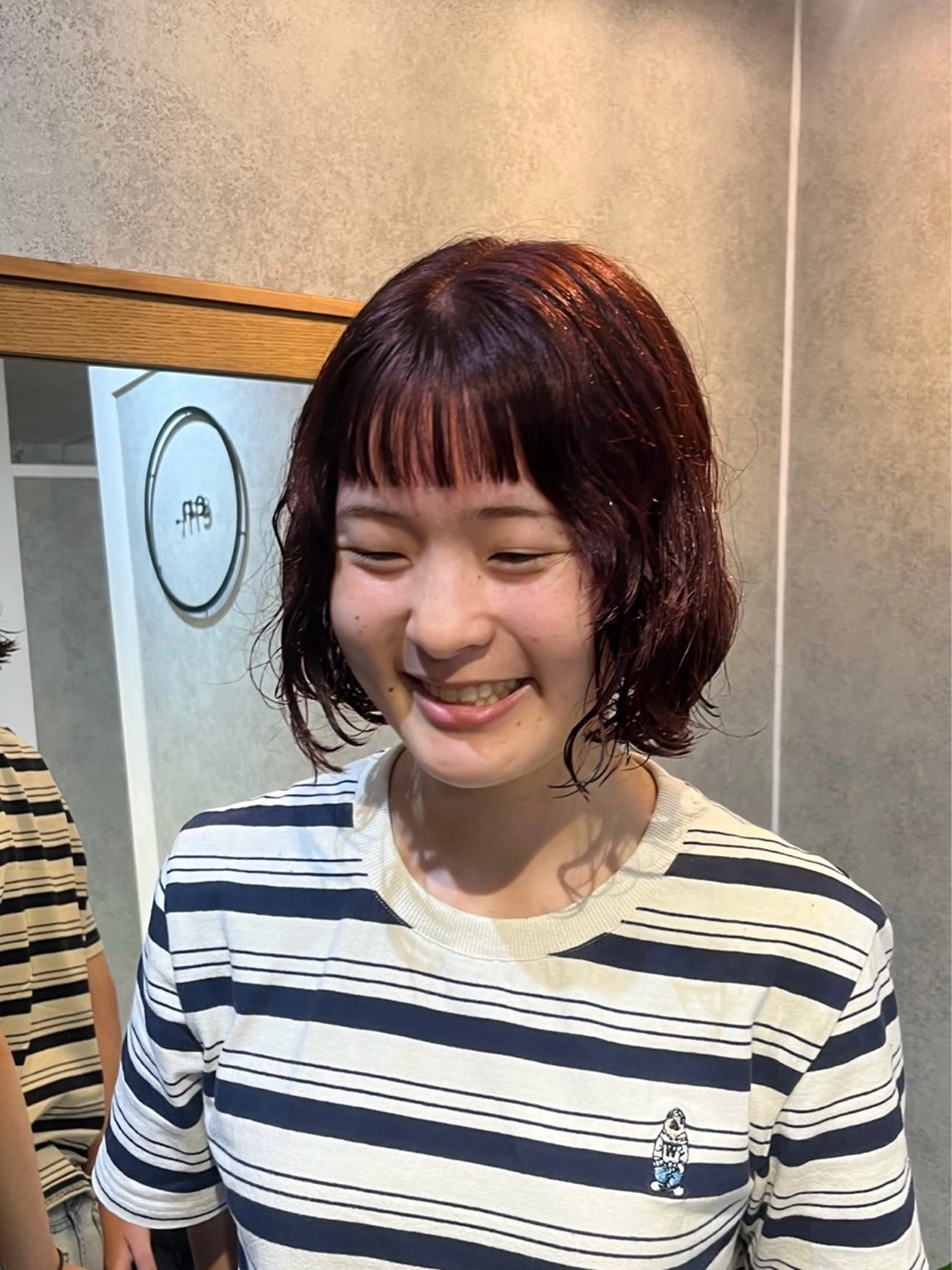 ショート カラー パーマ カット ヘアカラー トリートメント ボブ/プツッとボブ/ 暖色カラー/モエのヘアスタイル