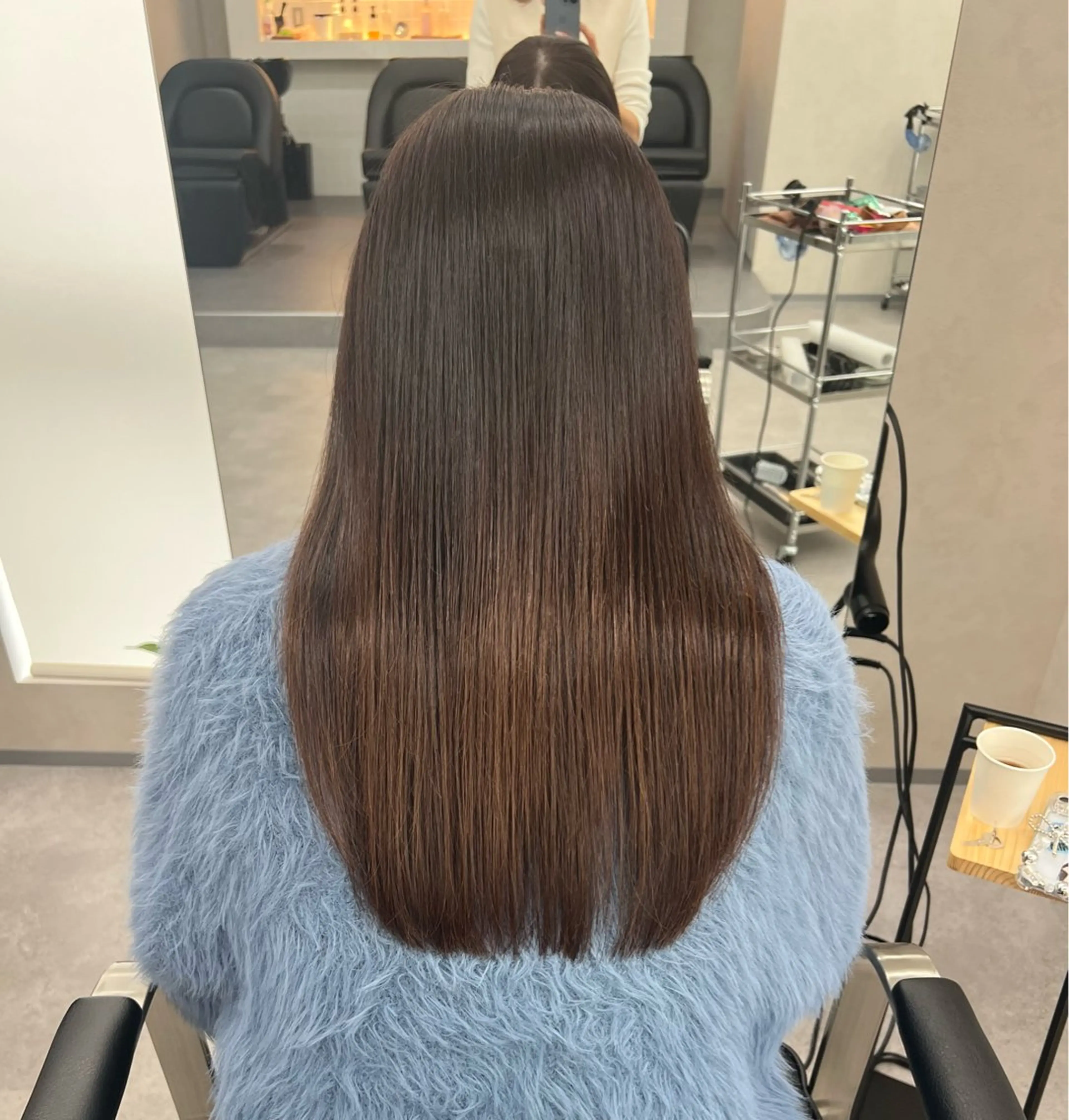 ロング ロング 縮毛矯正 カット ヘアカラー 縮毛矯正 トリートメント 艶ボブ🤎暖色カラー 縮毛矯正/メンズ💈のヘアスタイル