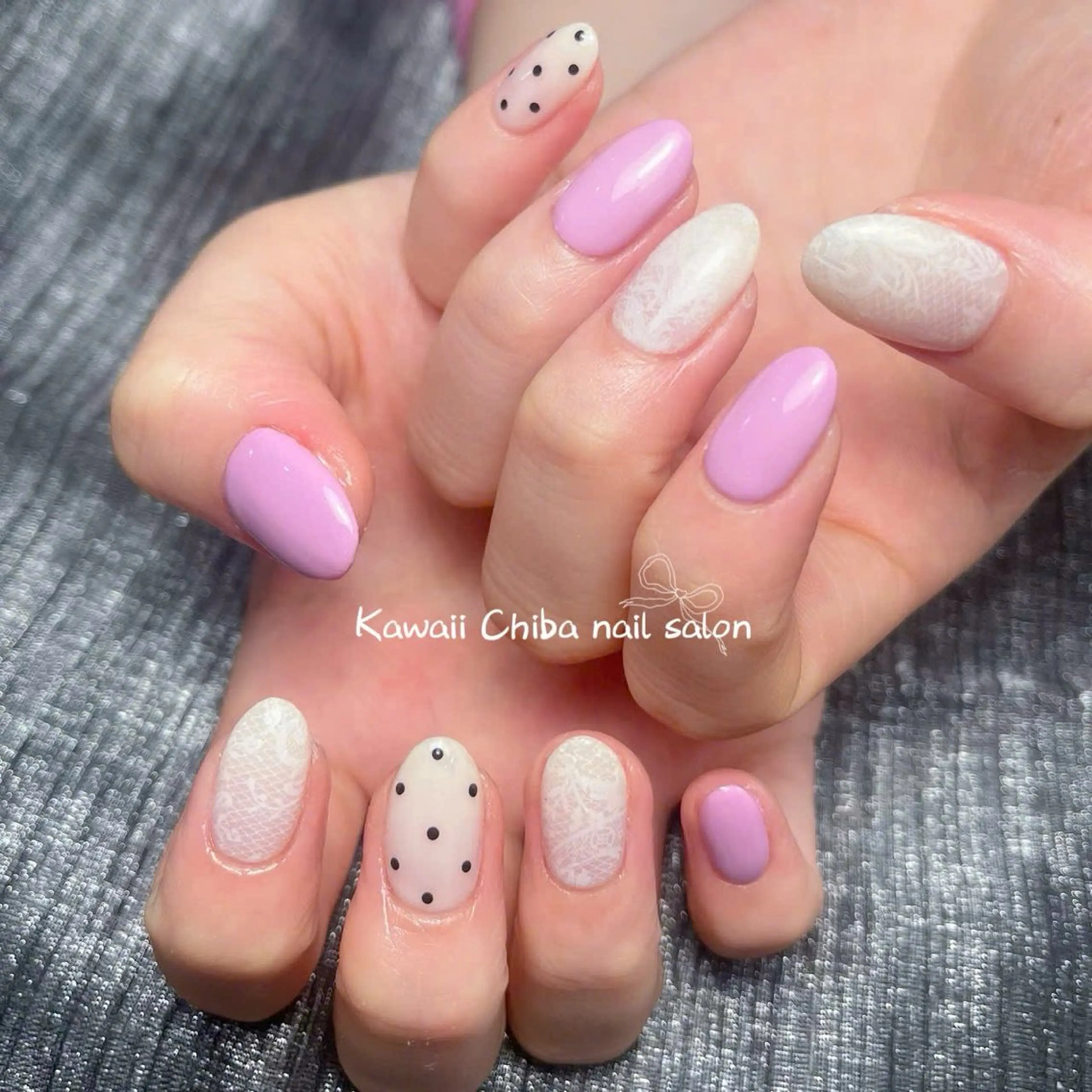 ネイル ドット グラデーション ハート キラキラネイル リボン Kawaii _Nailのネイルデザイン