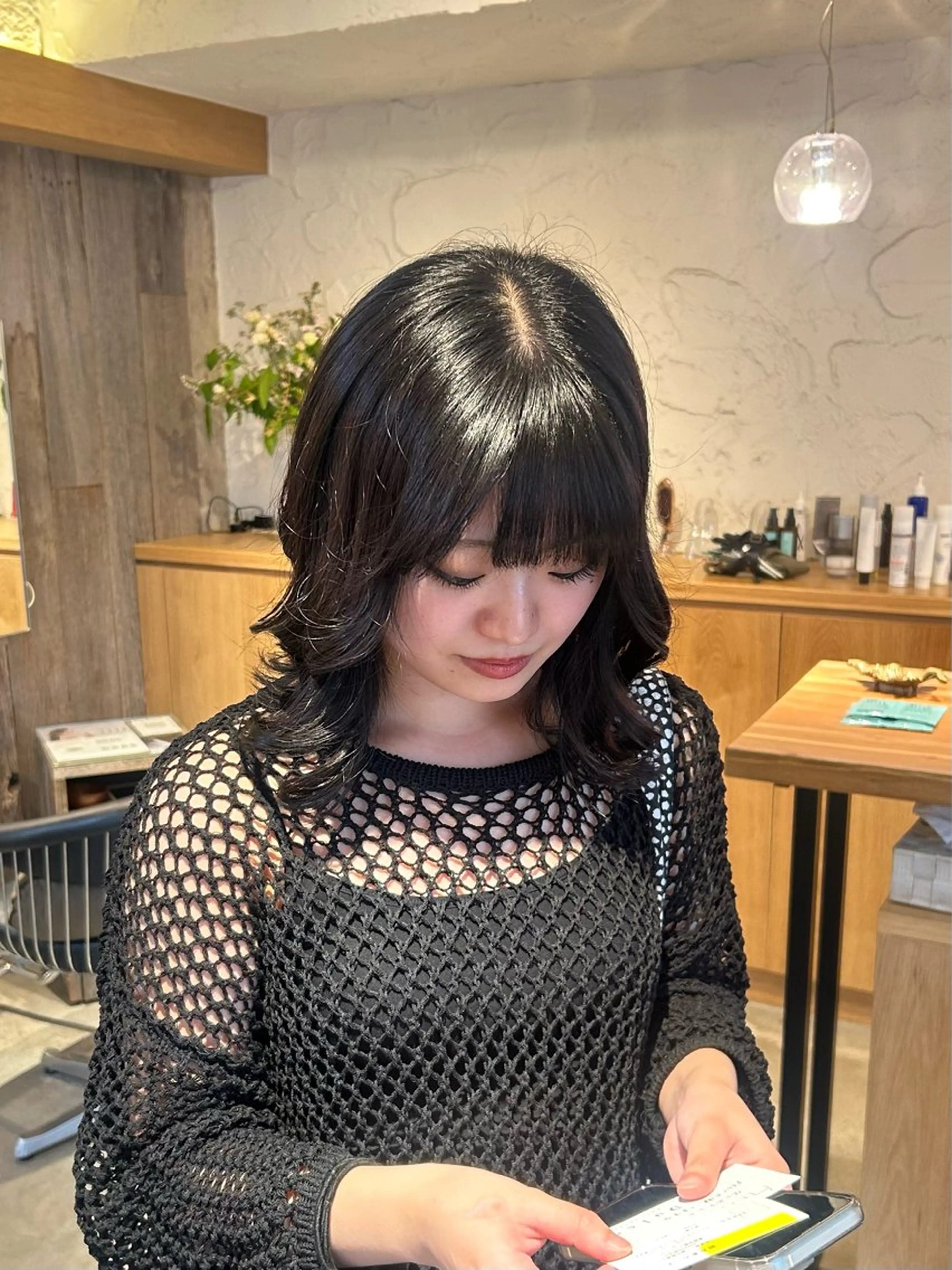 ミディアム カラー 黒髪 moeka/札幌/ 透明感カラーのヘアスタイル