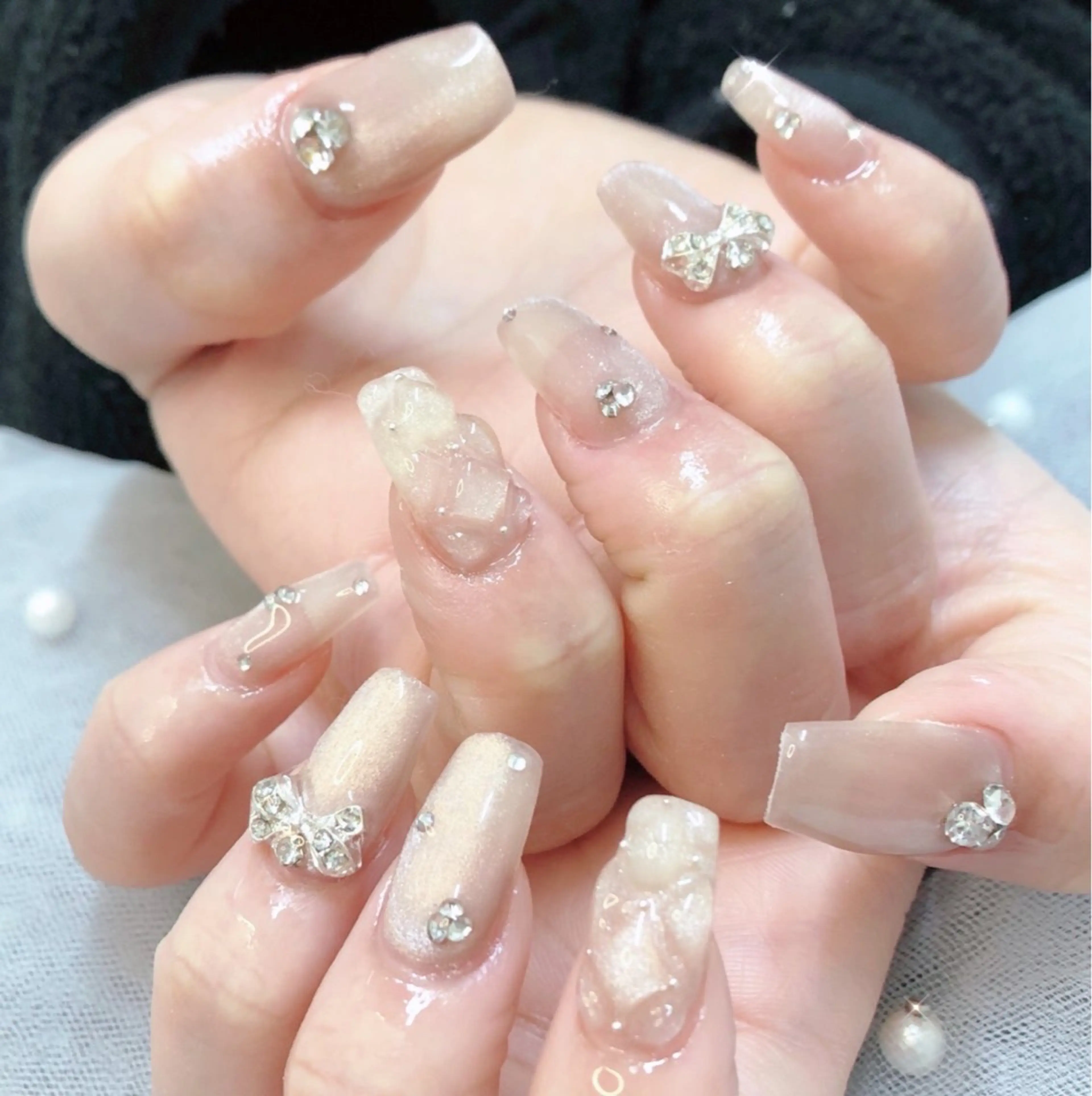 ネイル フレンチネイル ジェルネイル ガラスフレンチ 韓国ネイル マグネットネイル 大門浜松町 ネイルのネイルデザイン