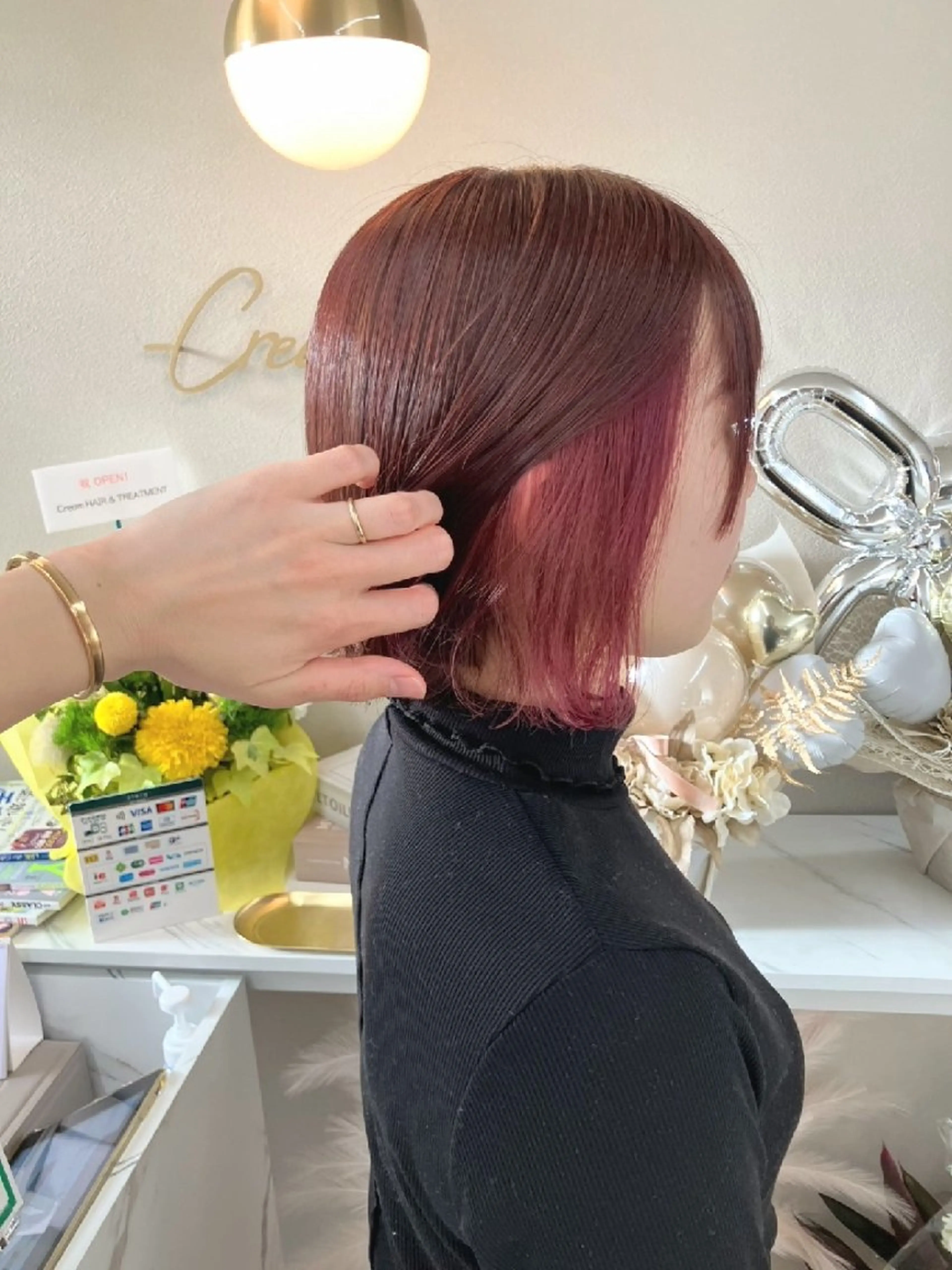 ショート カラー インナーカラー ピンクカラー ボブ Cream HAIR&TREATMENT　クリーム　町田所属・-Cream- クリーム町田店のヘアスタイル