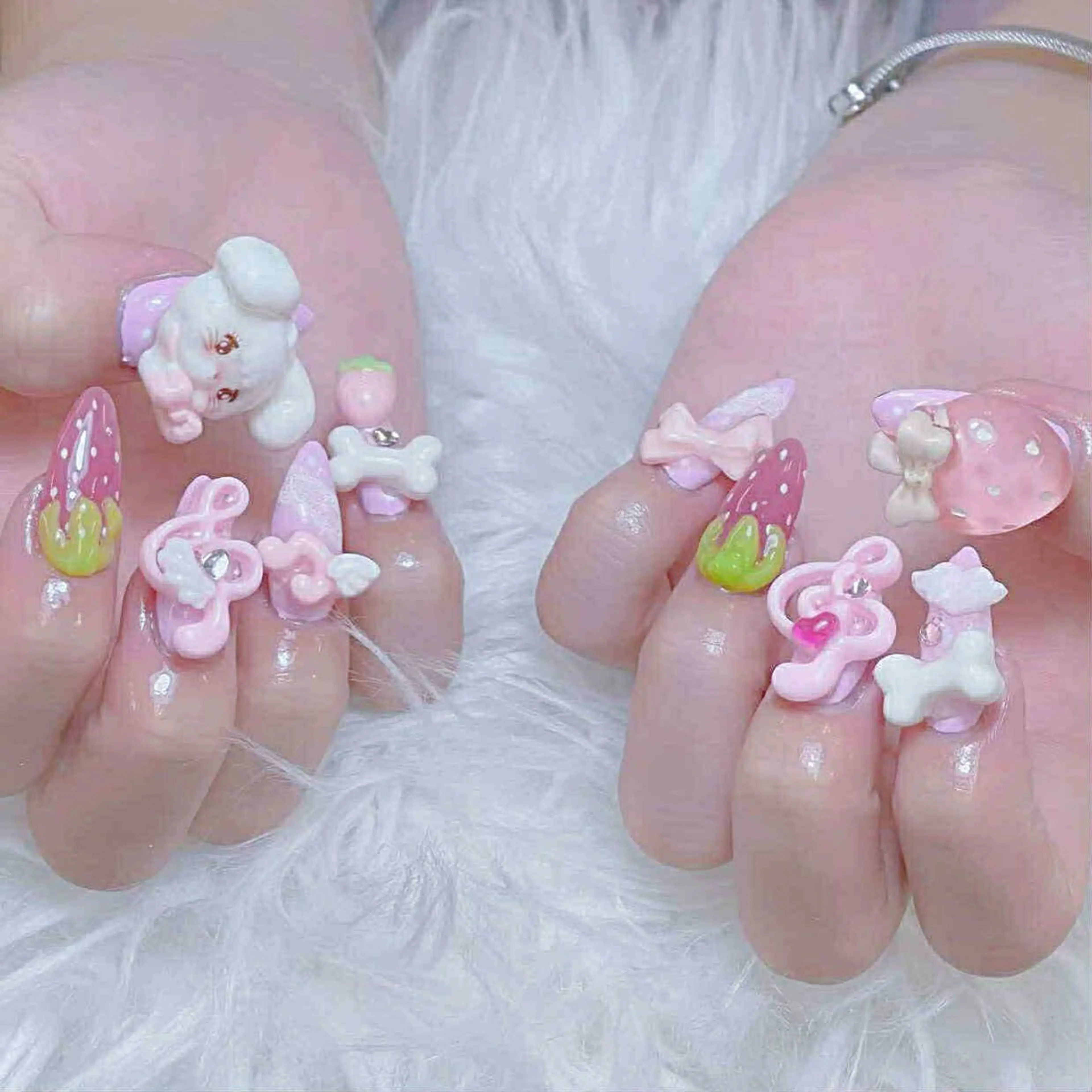 ネイル チークネイル 長さ出し フットネイル マグネットネイル 持ち込み ハンドネイル ANH NAIL ゴテゴテ専門店💎のネイルデザイン